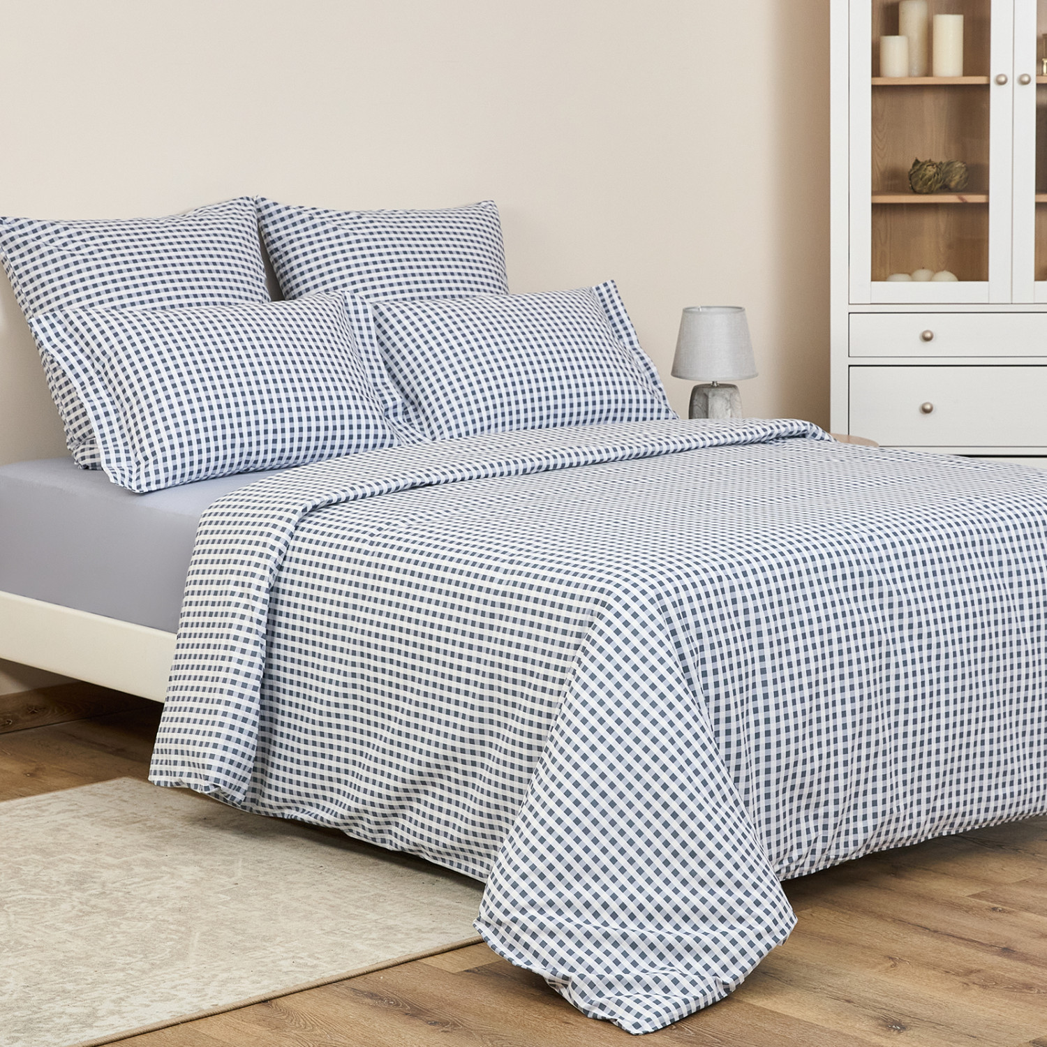 Постельное белье полукомплект Vichy, серо-голубое - фото № 5