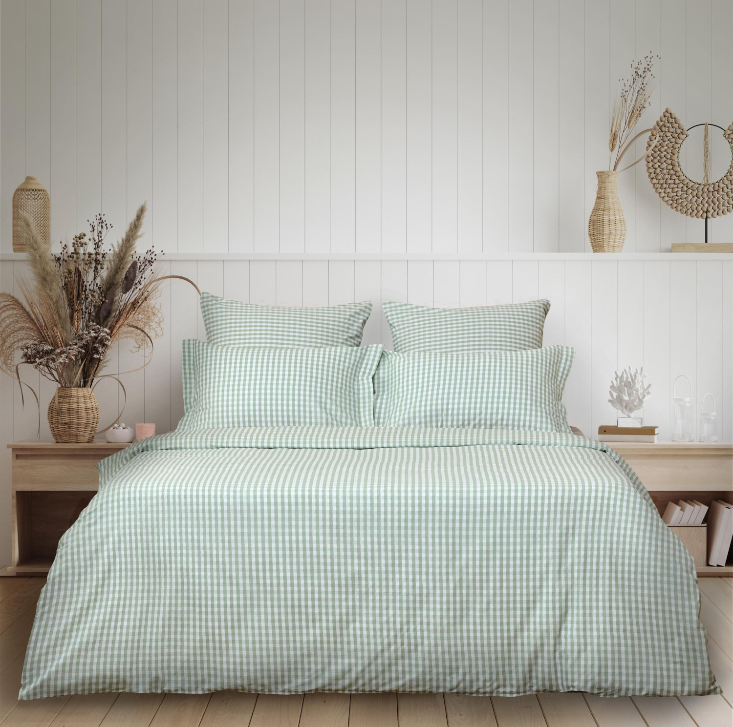 Постельное белье полукомплект Vichy, зеленое - фото № 2