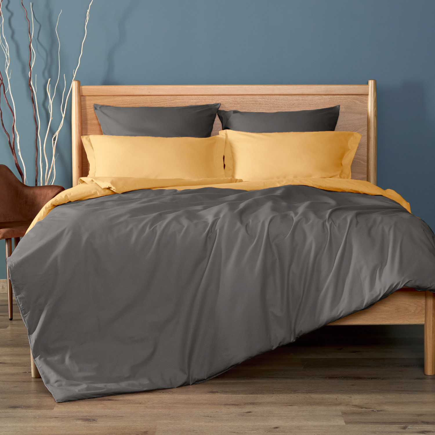 Постельное белье Volcanic gray & Summer yellow - фото № 3