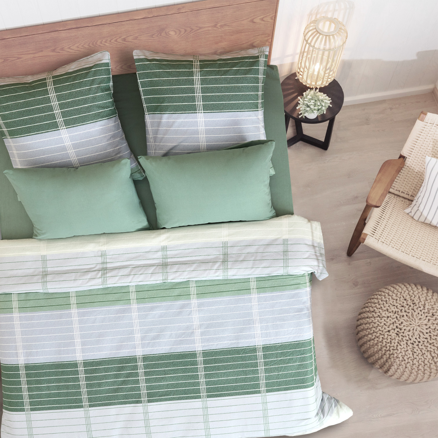 Постельное белье Merino, зеленое - фото № 3