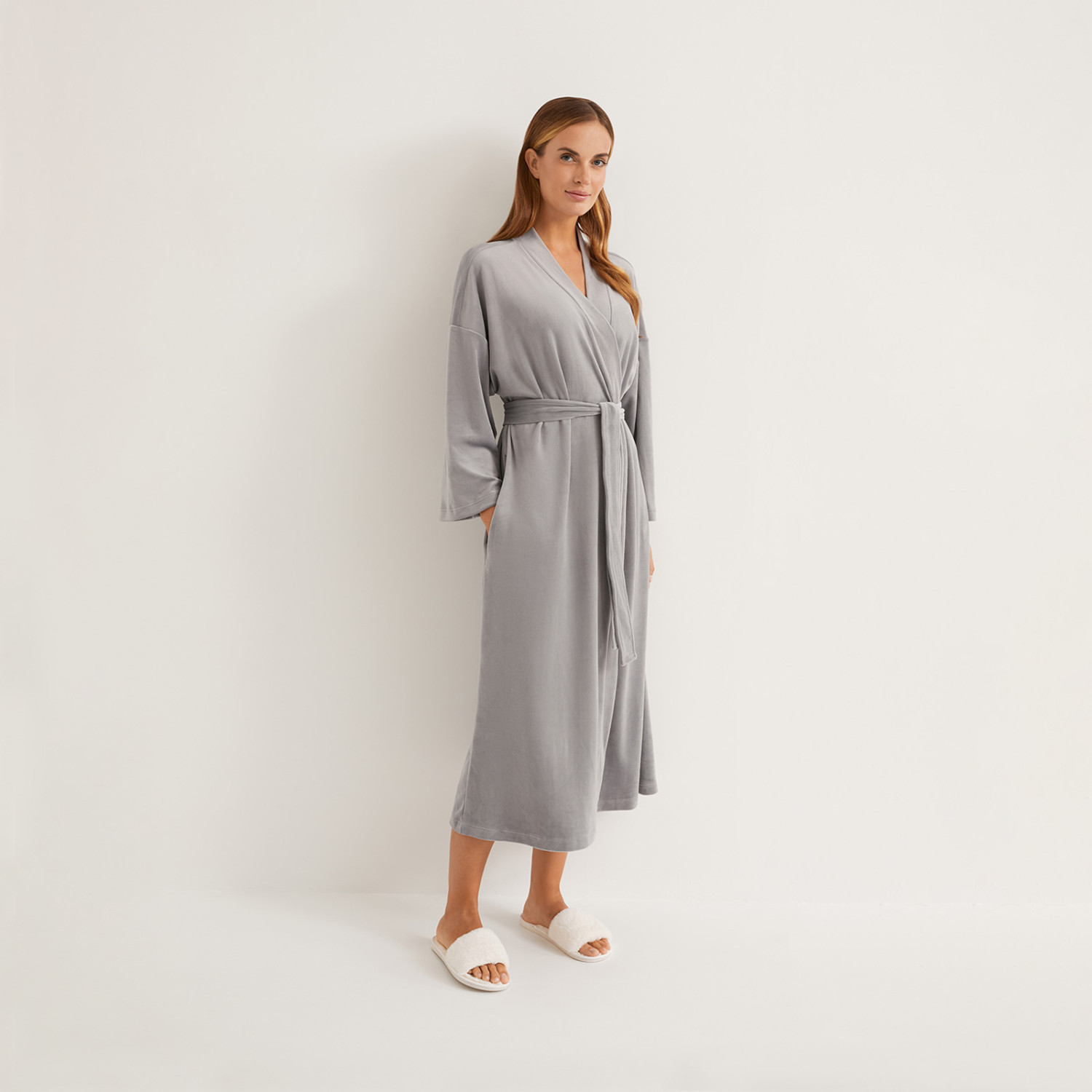 Халат Роскошь/Lusso, серый - фото № 3