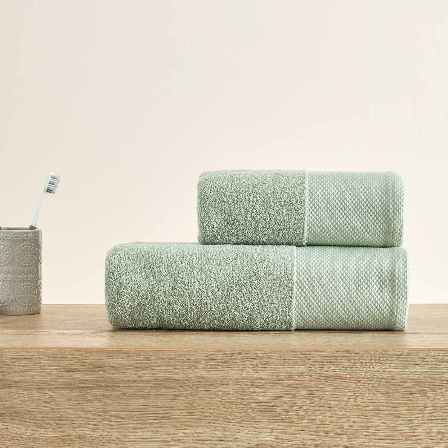 Полотенце махровое Strisce, зеленое - фото № 6