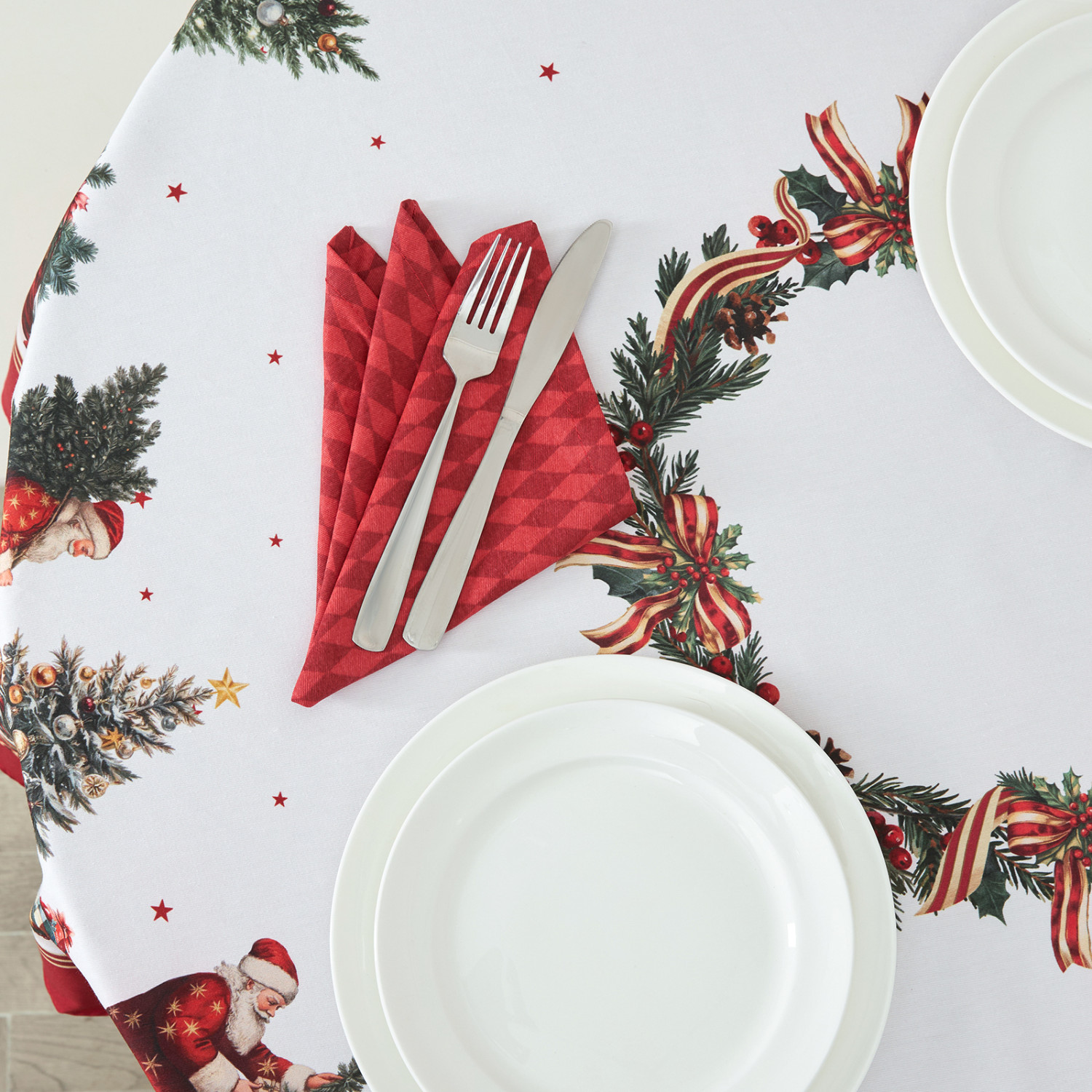 Скатерть круглая Christmas tree - фото № 4