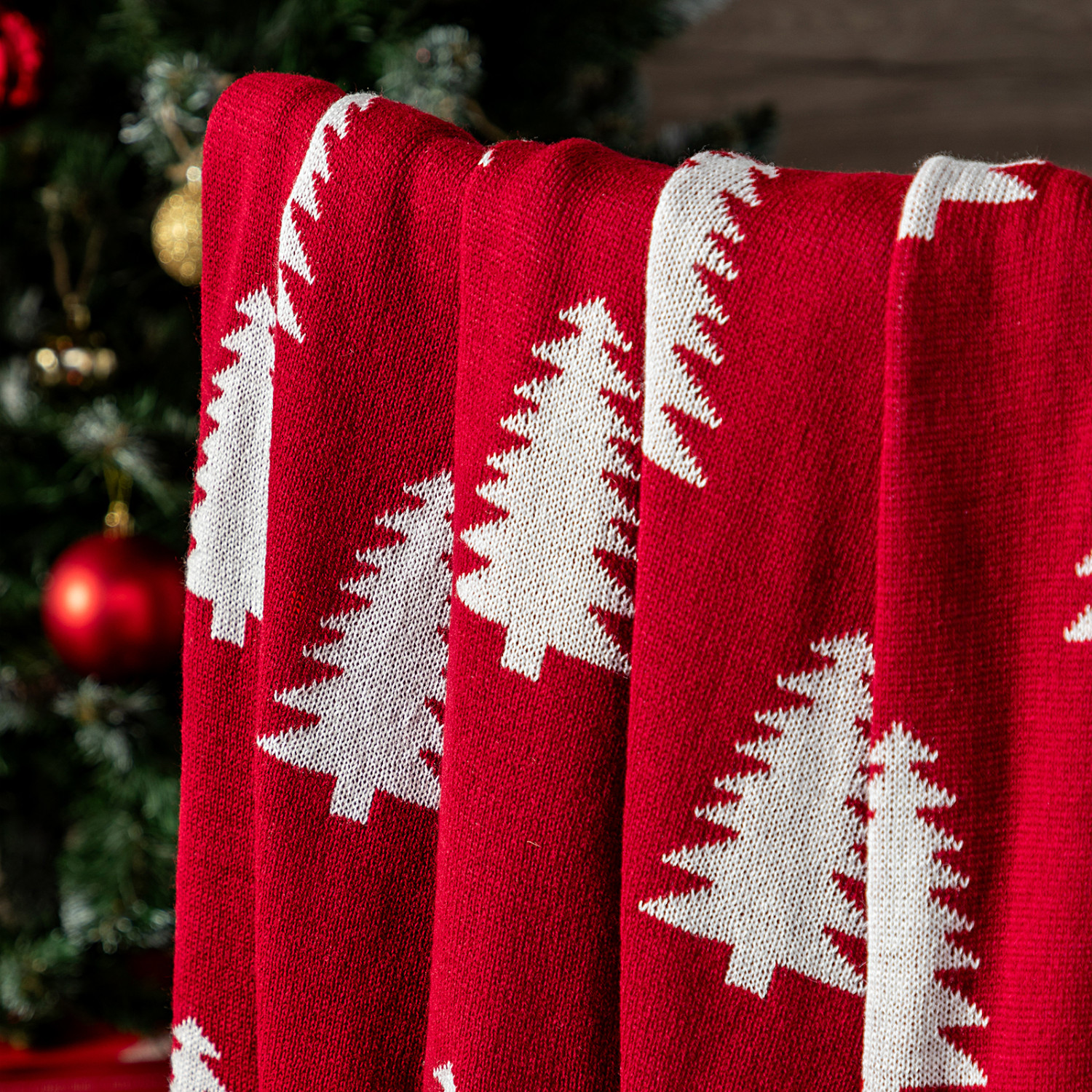 Плед Abete rosso, красный - фото № 3