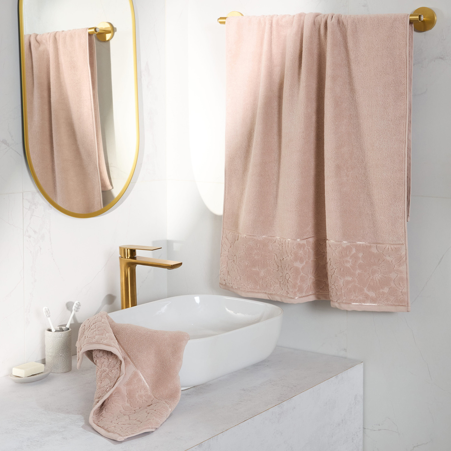 Полотенце махровое Licia, пудра - фото № 9