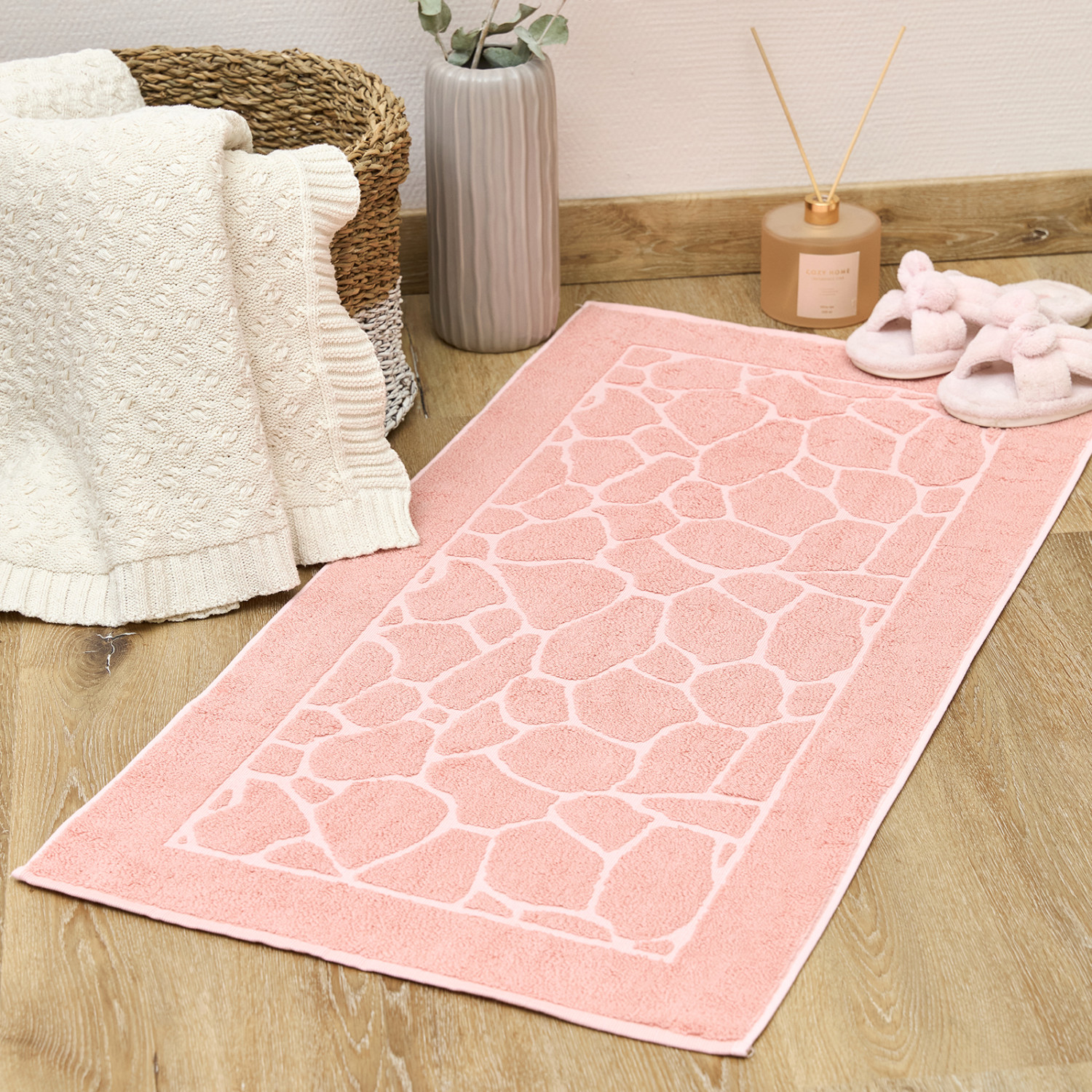 Коврик махровый Acate, розовый