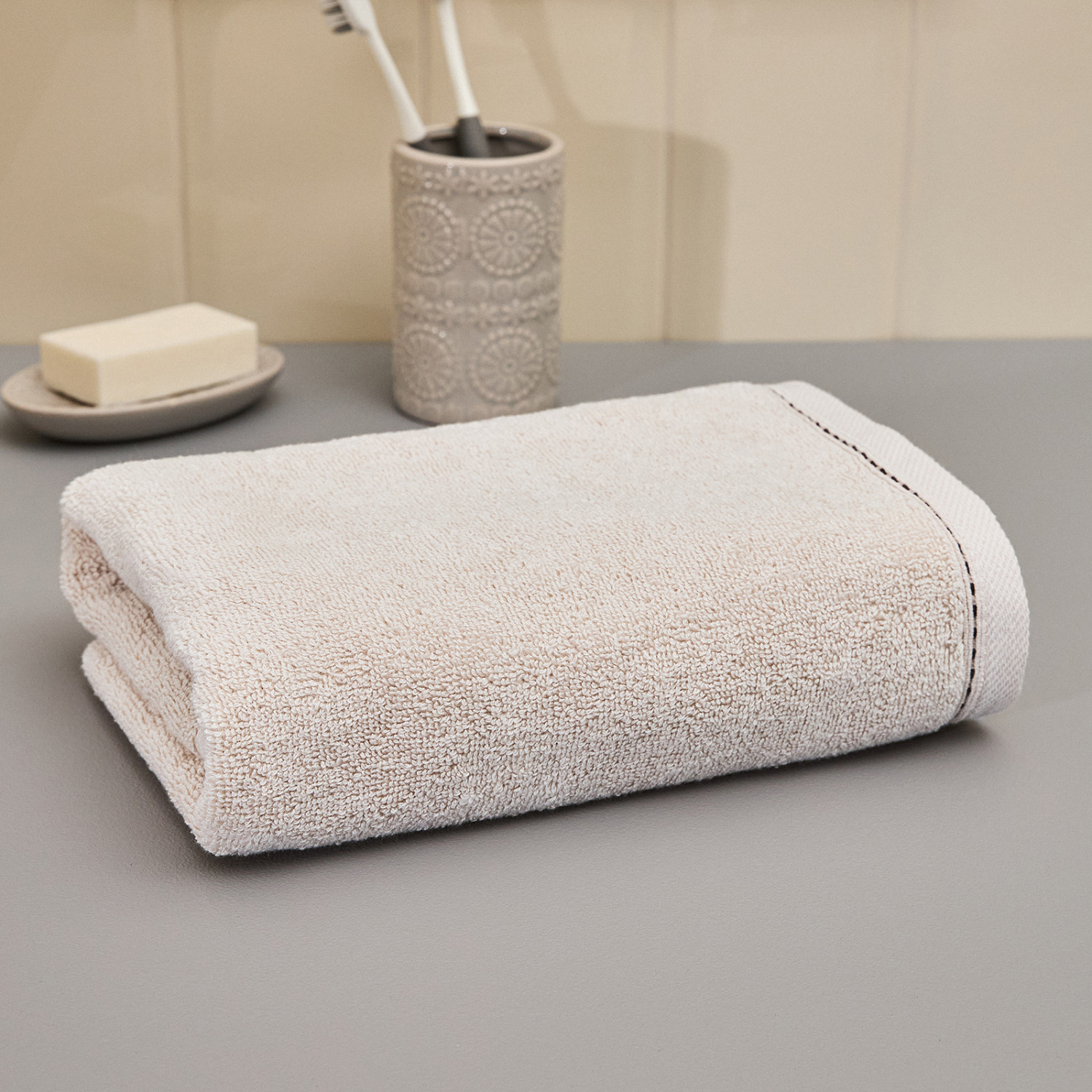 Полотенце махровое Amadeo, бежевое - фото № 4