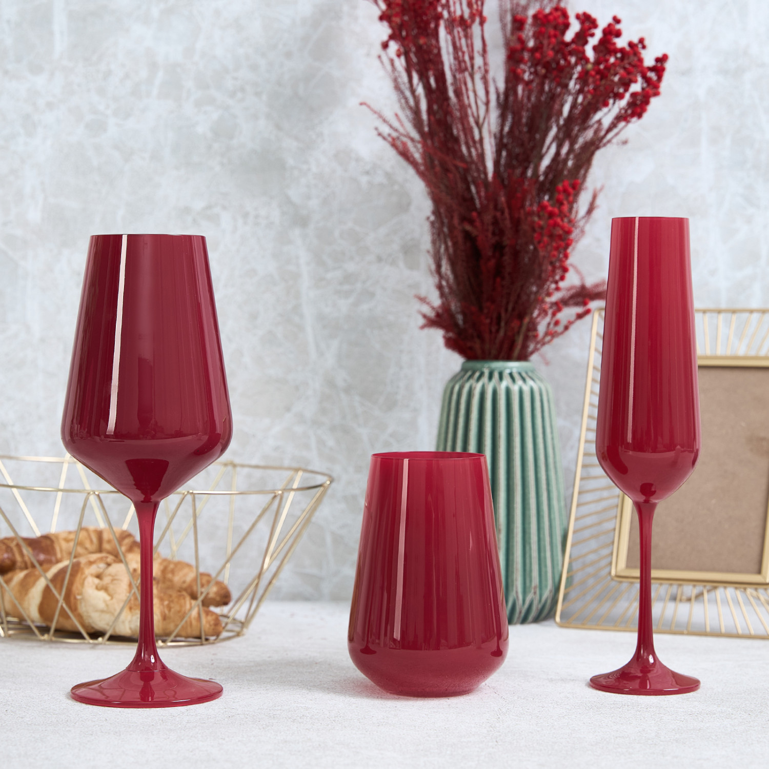 Бокал для шампанского Summer Raspberry, красный - фото № 4