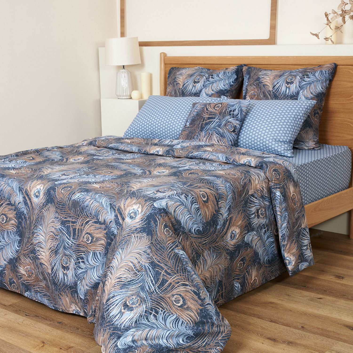 Постельное белье Павлин/Pavone, синее - фото № 5