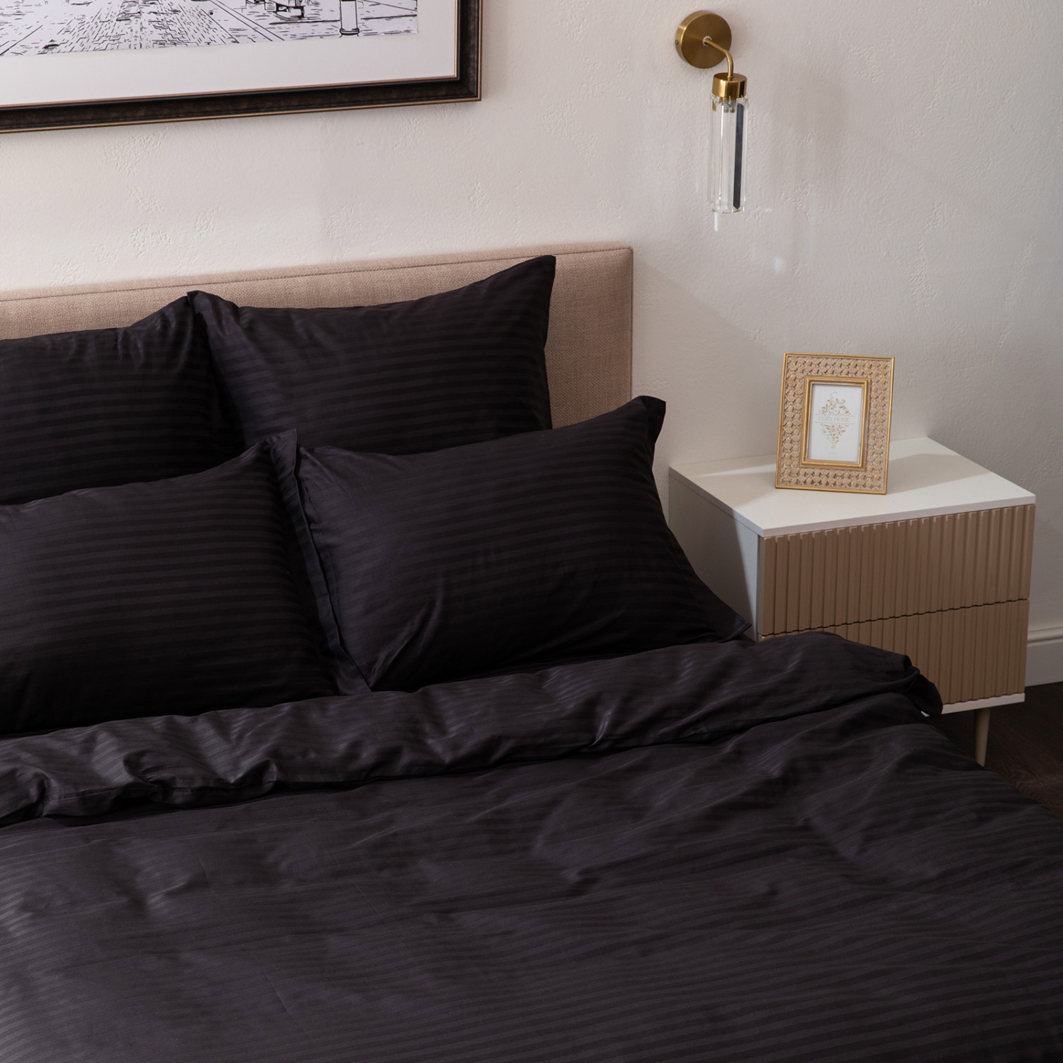 Постельное белье Black страйп-сатин I - фото № 10