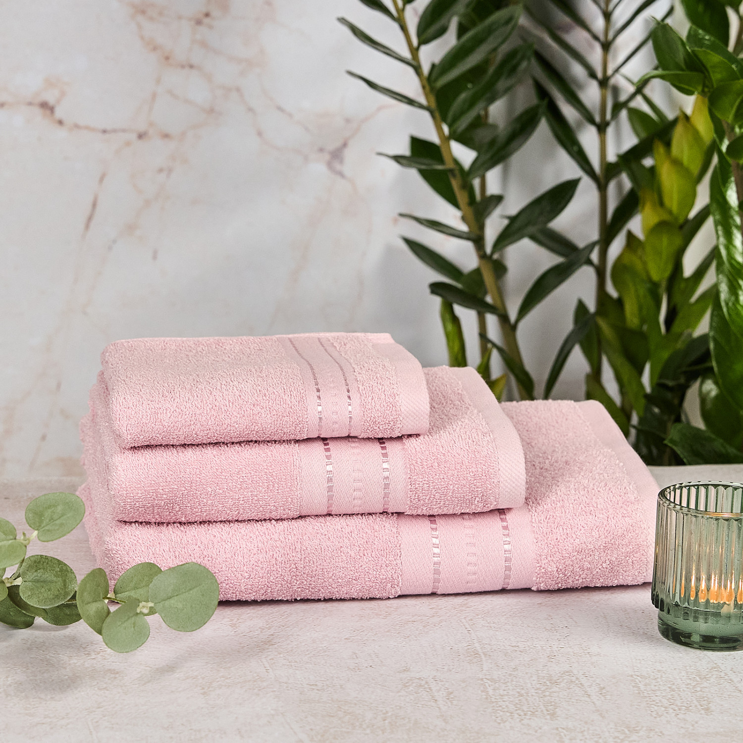 Полотенце махровое Basena, светло-розовое - фото № 5