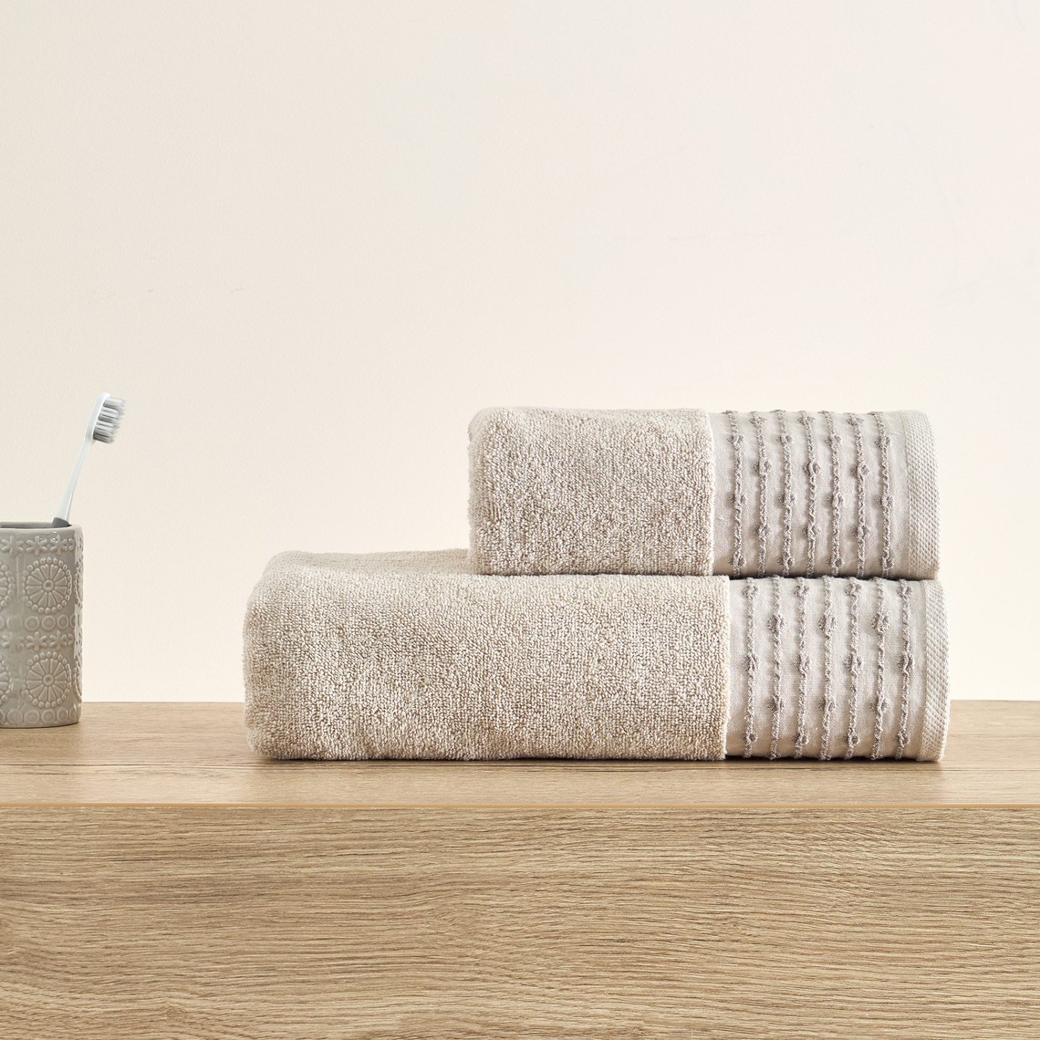 Полотенце махровое Punto, бежевое - фото № 6