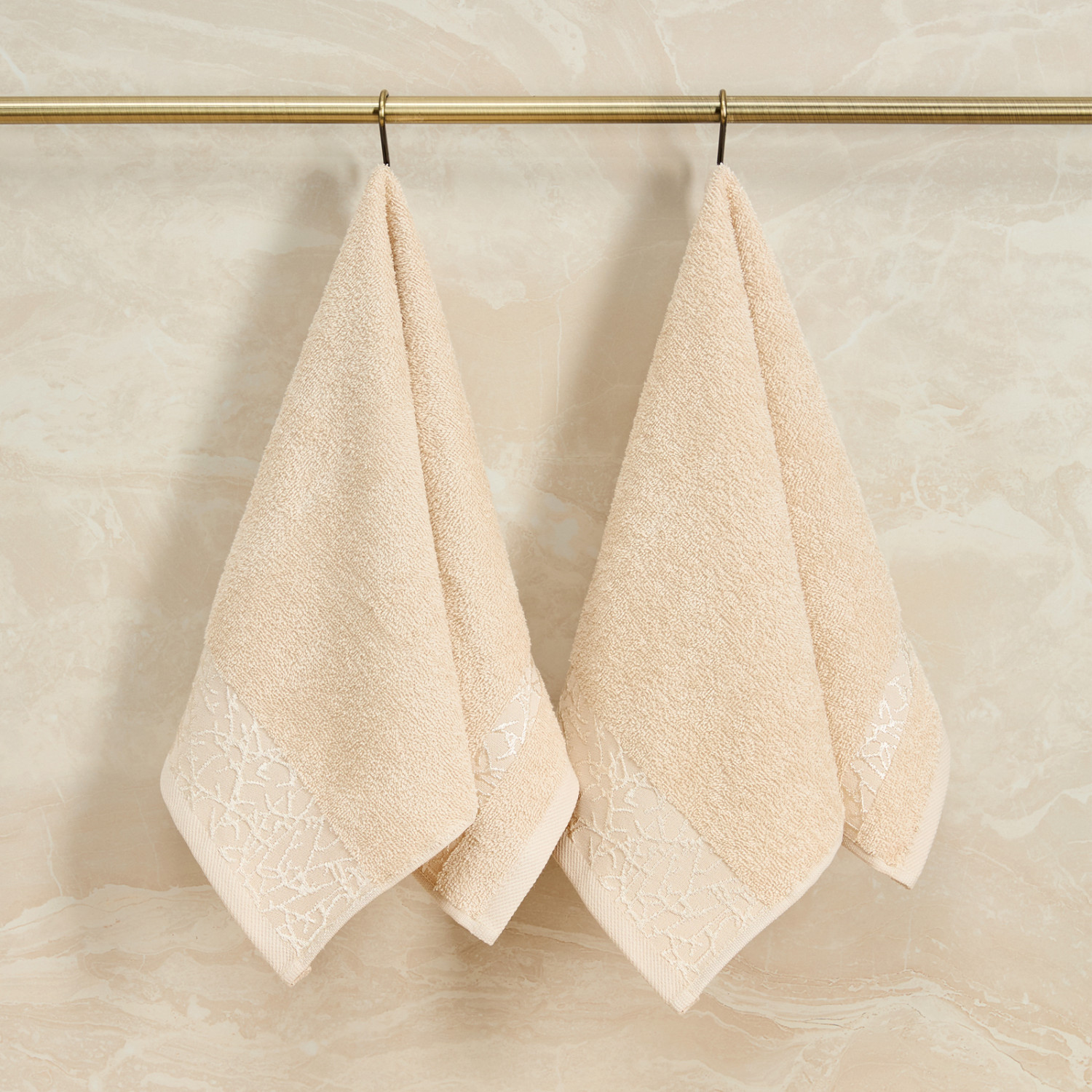 Комплект махровых полотенец Роса/Rugiada, бежевый