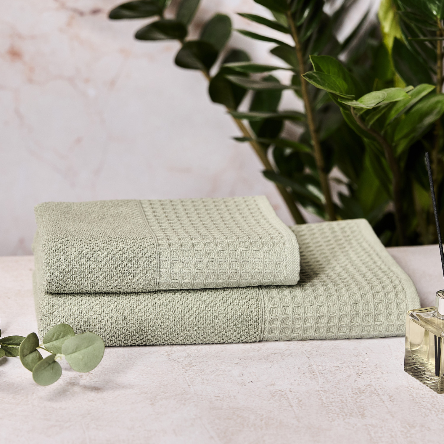 Полотенце махровое Cecile, зеленое - фото № 5