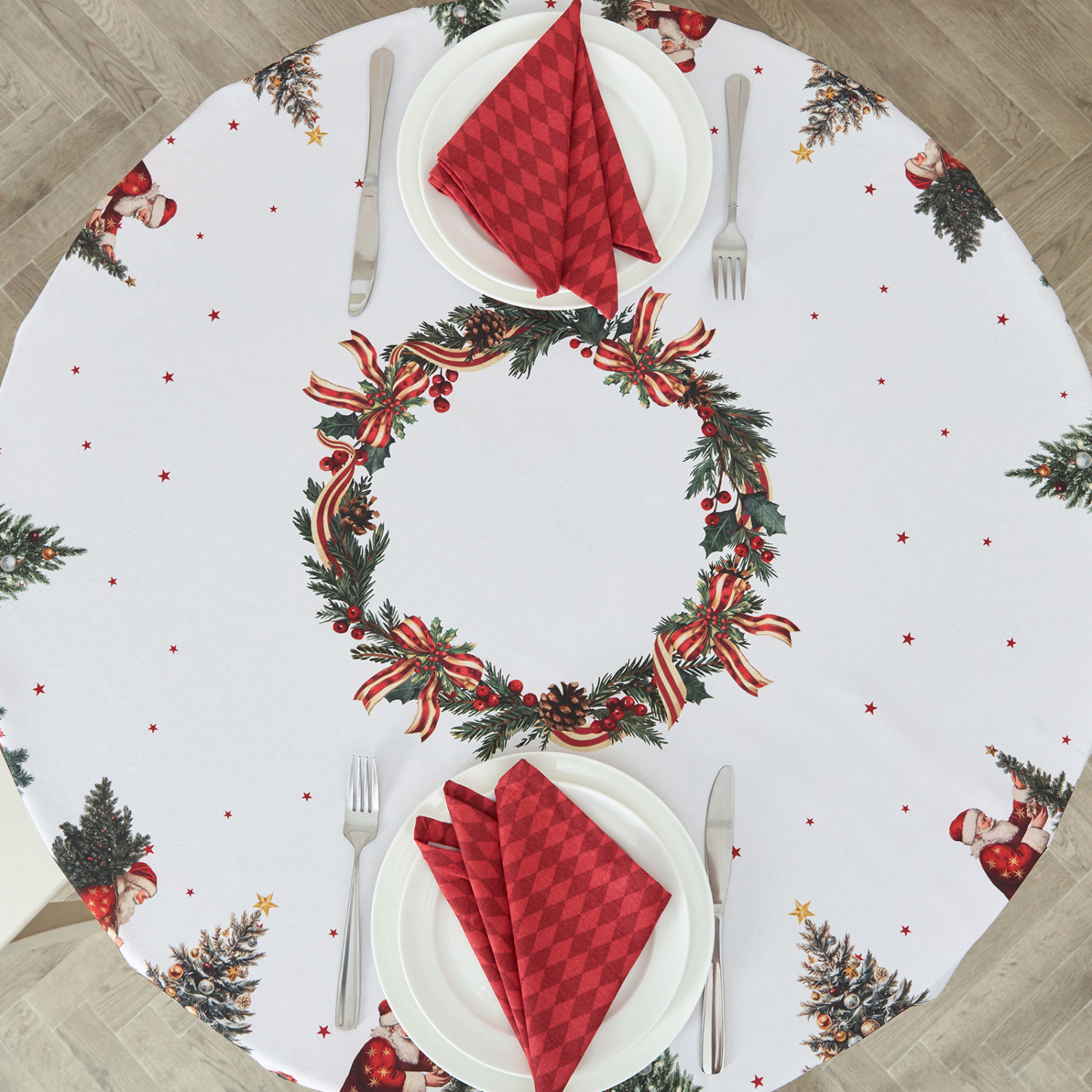 Скатерть круглая Christmas tree - фото № 3