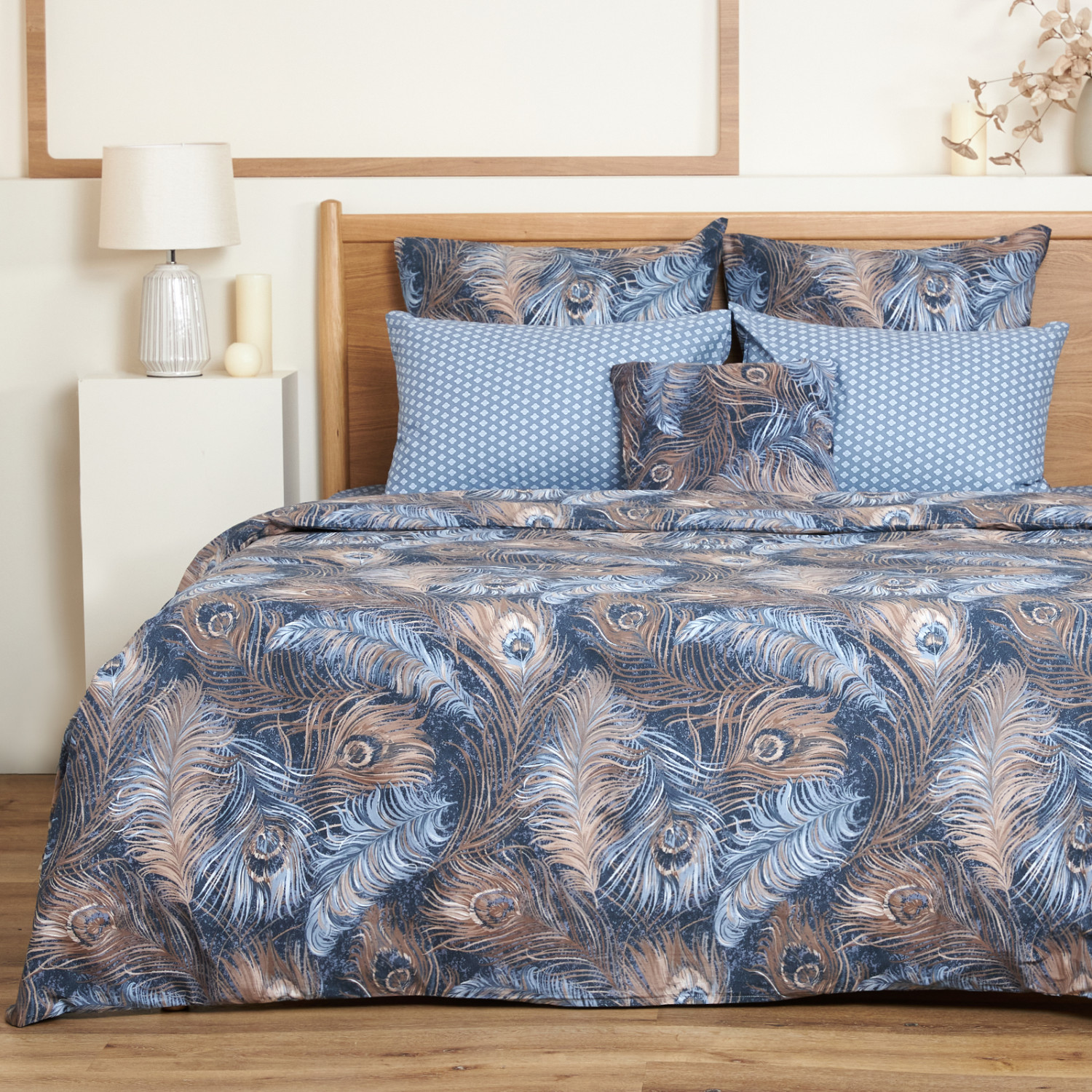 Постельное белье Павлин/Pavone, синее - фото № 4