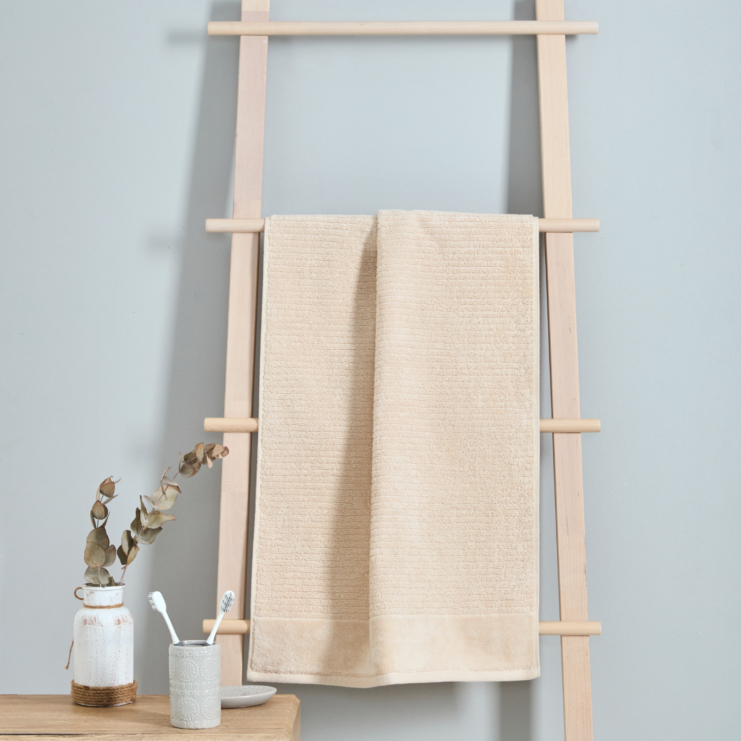 Полотенце махровое Винченца/Vincenza, бежевое I - фото № 2