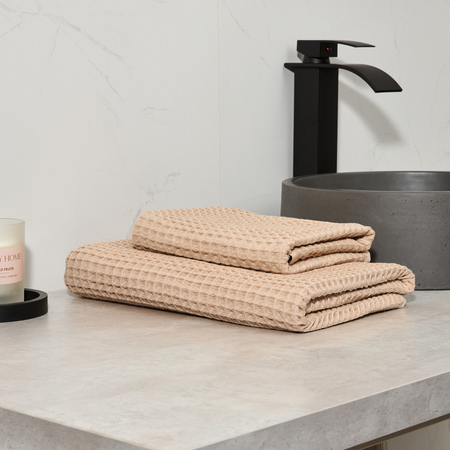 Полотенце вафельное Lorgo, песок - фото № 8