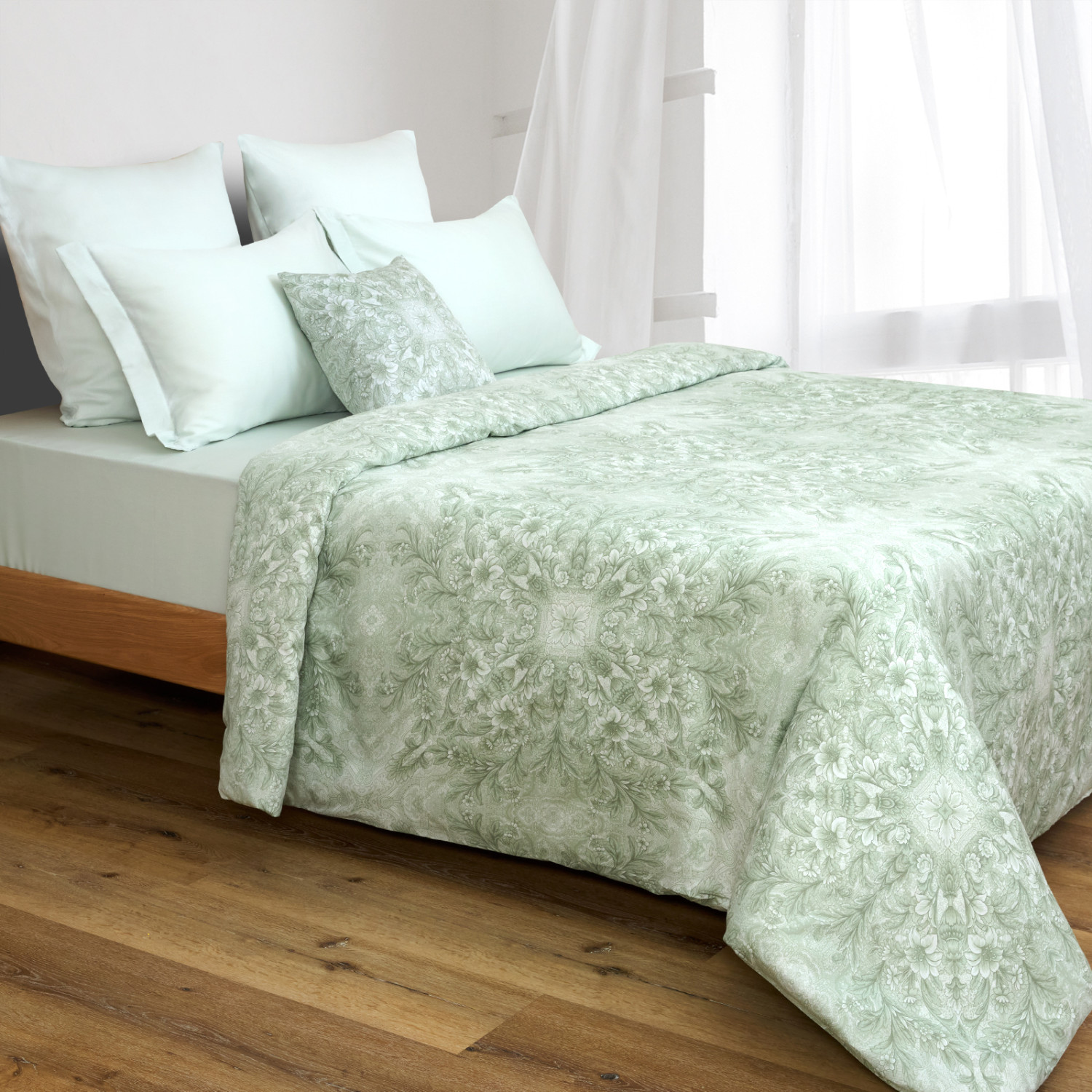 Постельное белье Venetto, зеленое (тубус) - фото № 4