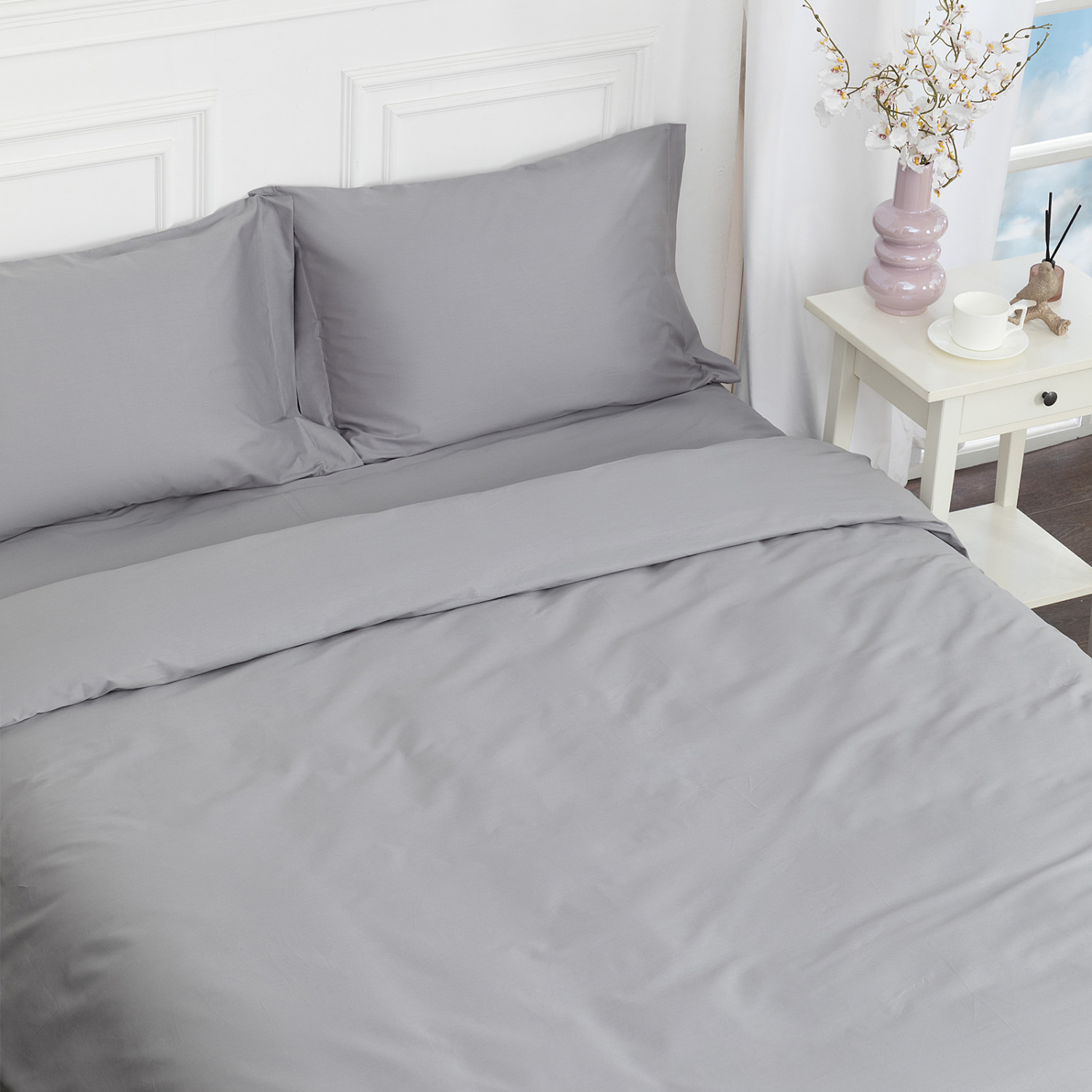 Постельное белье Серебристо-серый/Silver grey - фото № 7