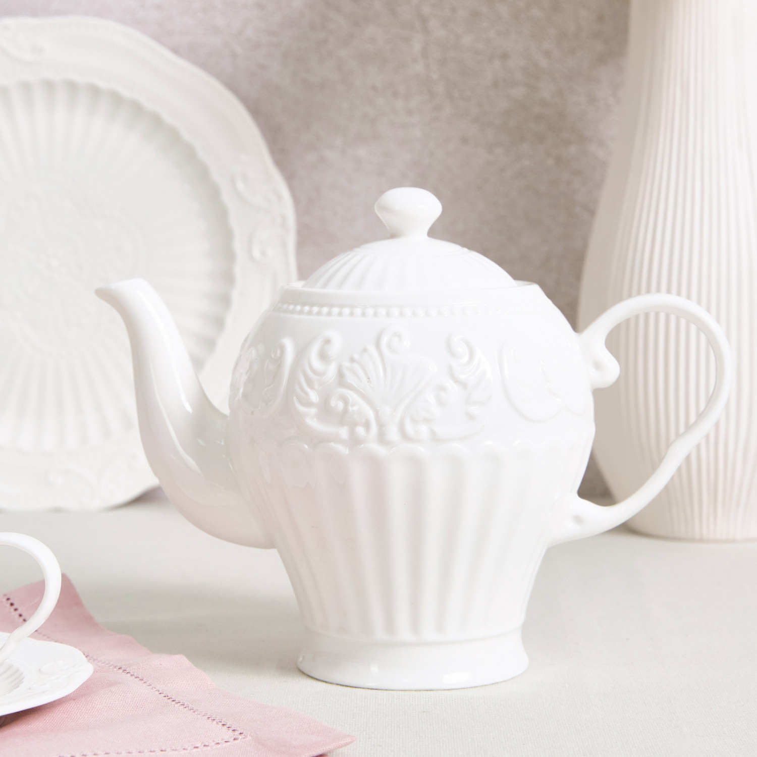 Чайник Белое тиснение/Emboss White - фото № 4