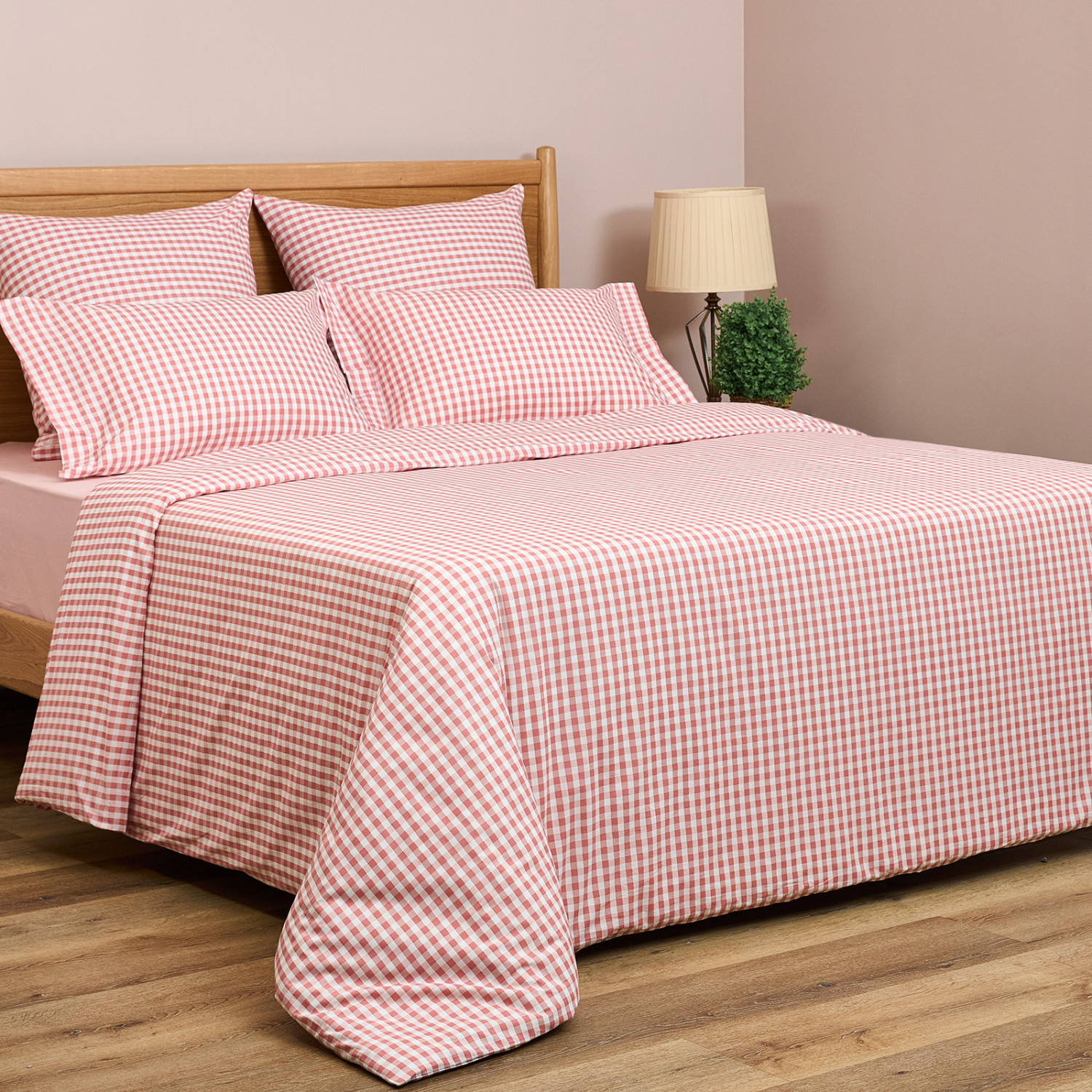 Постельное белье полукомплект Vichy, кораллово-розовое - фото № 6