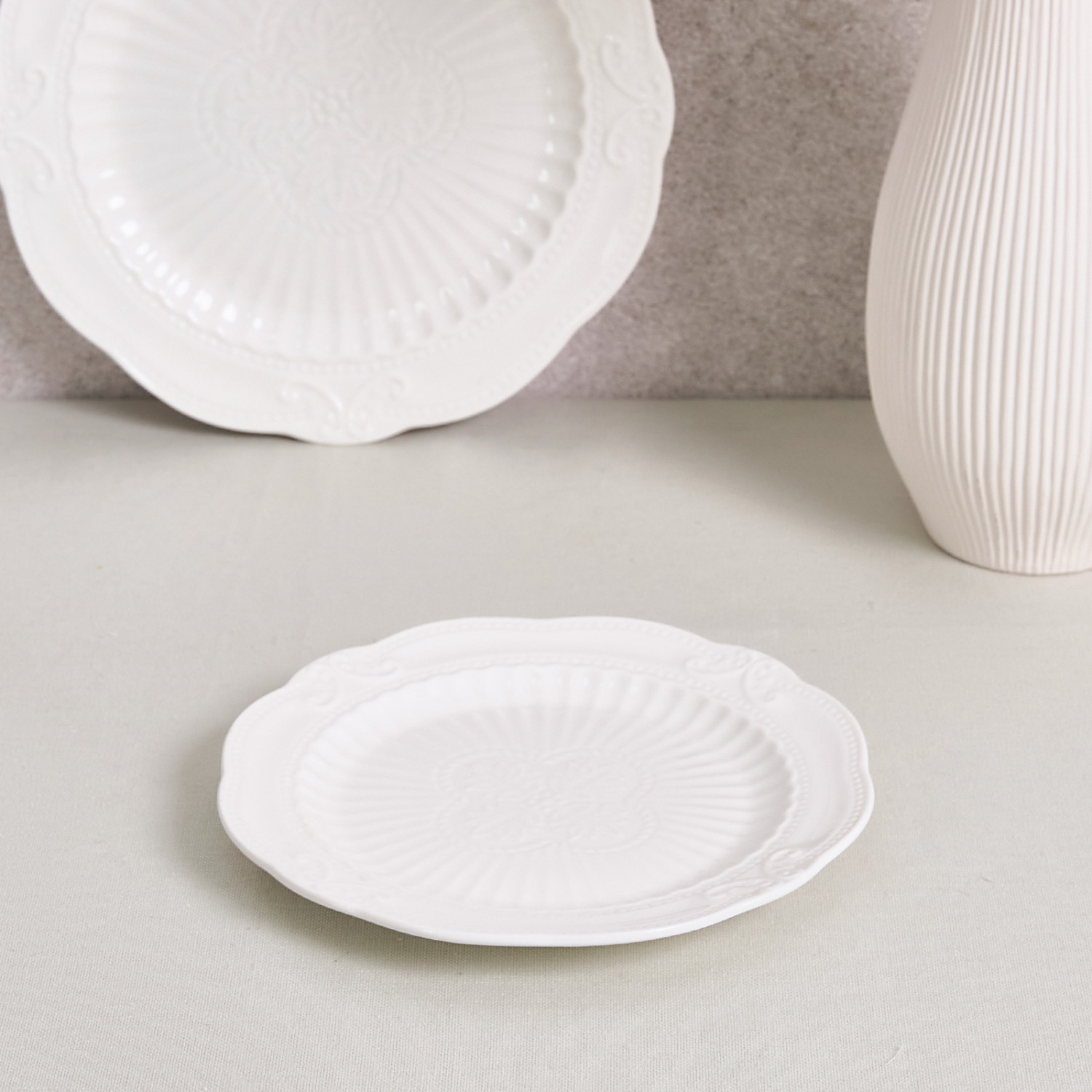 Тарелка Белое тиснение/Emboss White I