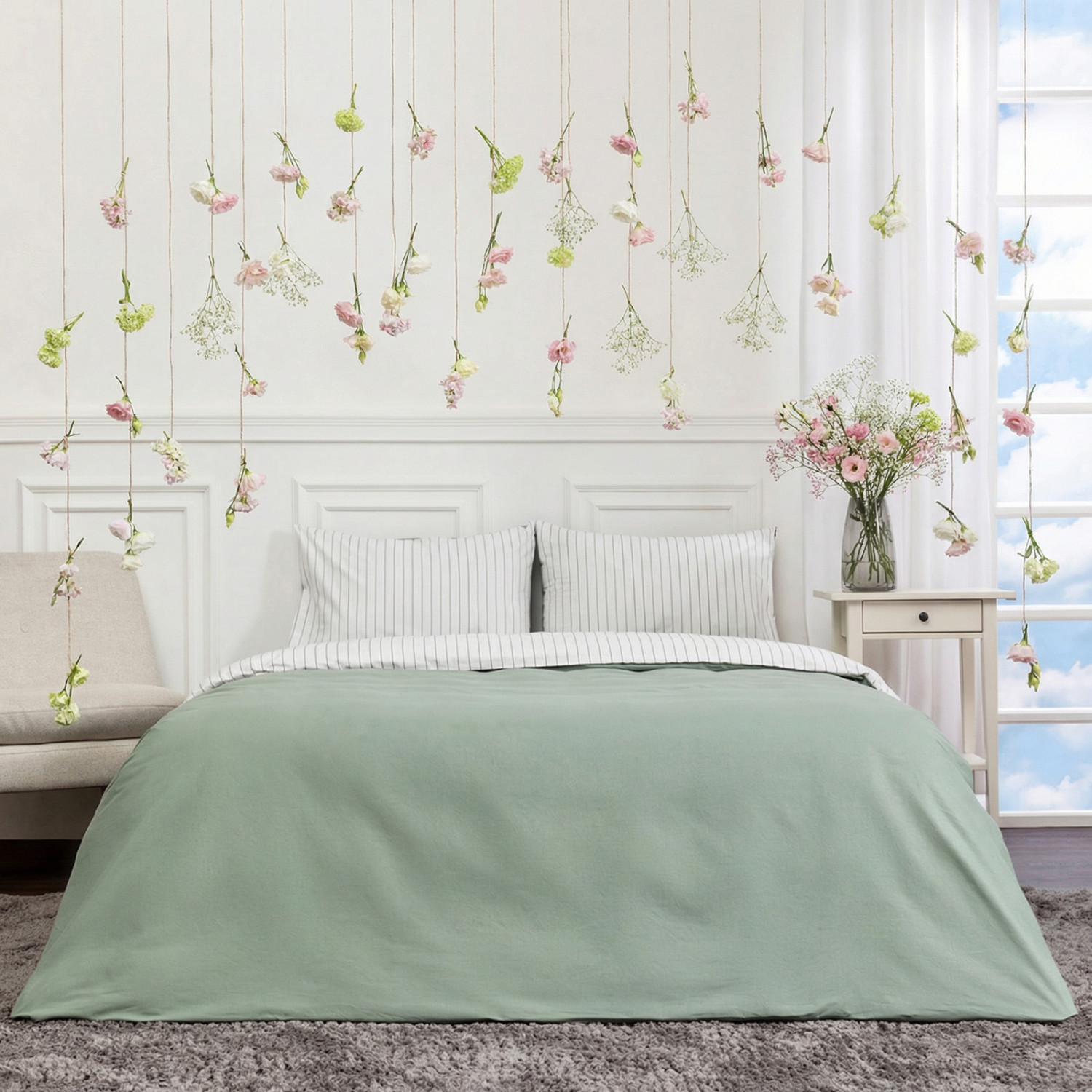 Постельное белье Нефритовая полоска/Jade stripe - фото № 13