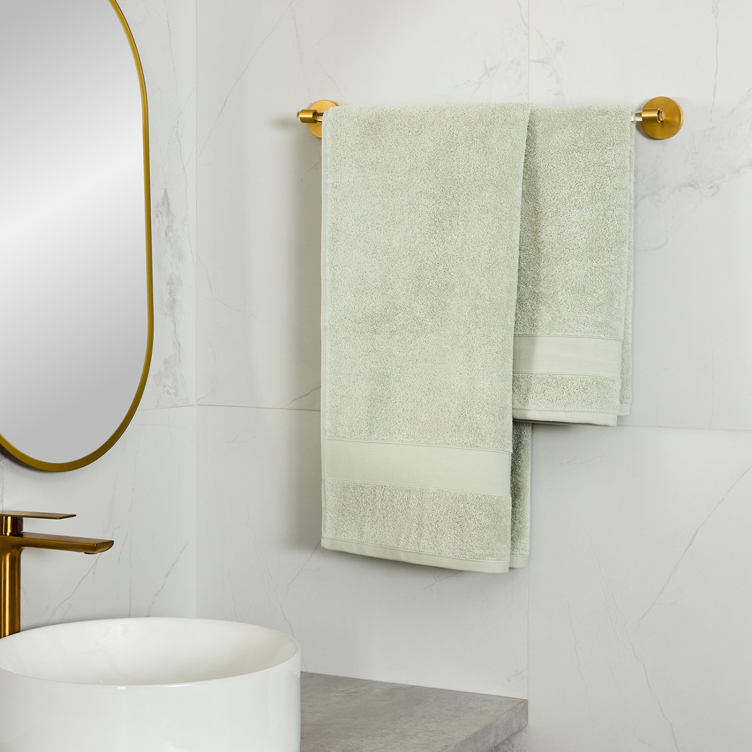 Полотенце махровое Nell, серо-зеленое - фото № 6