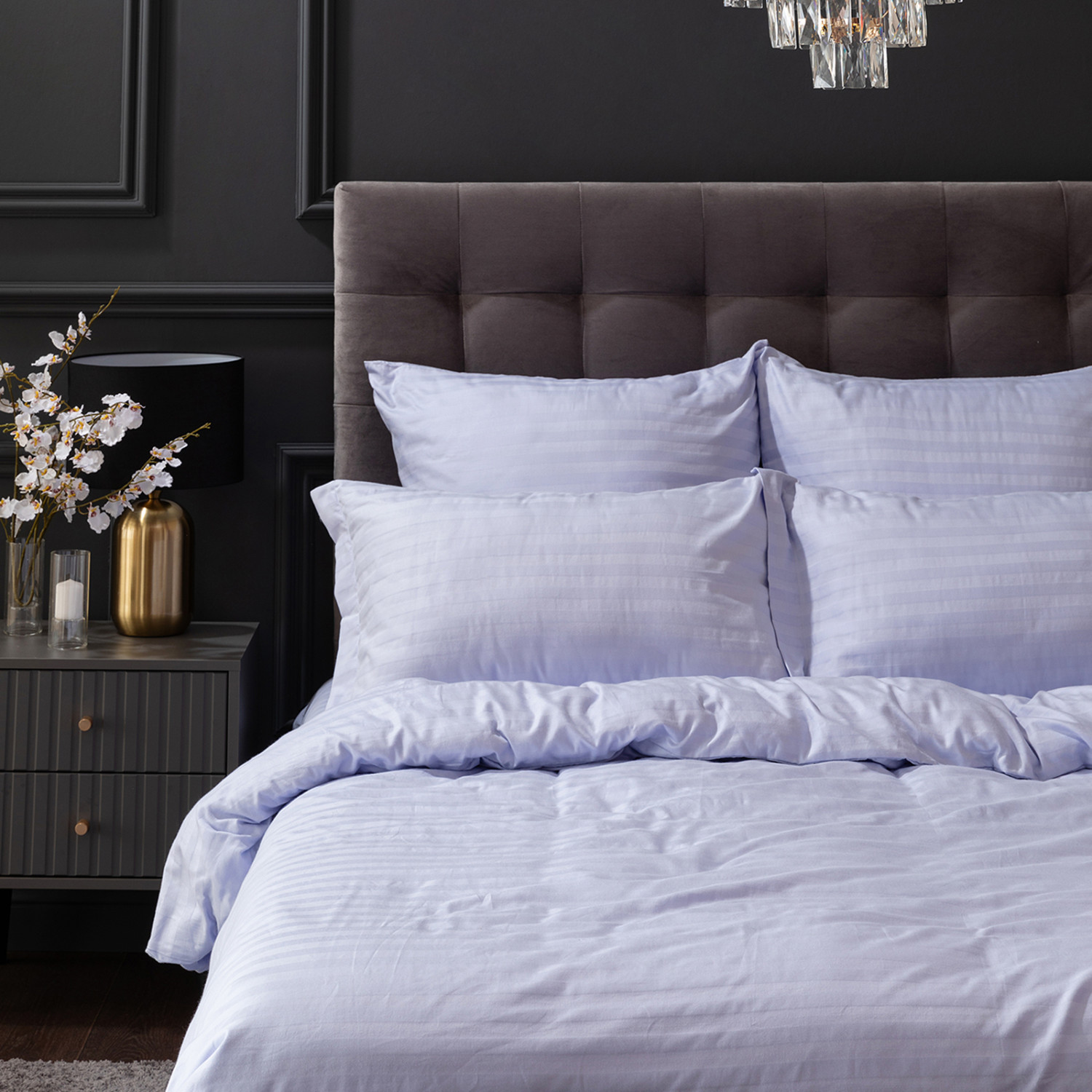 Постельное белье Lilac mist, страйп-сатин - фото № 2