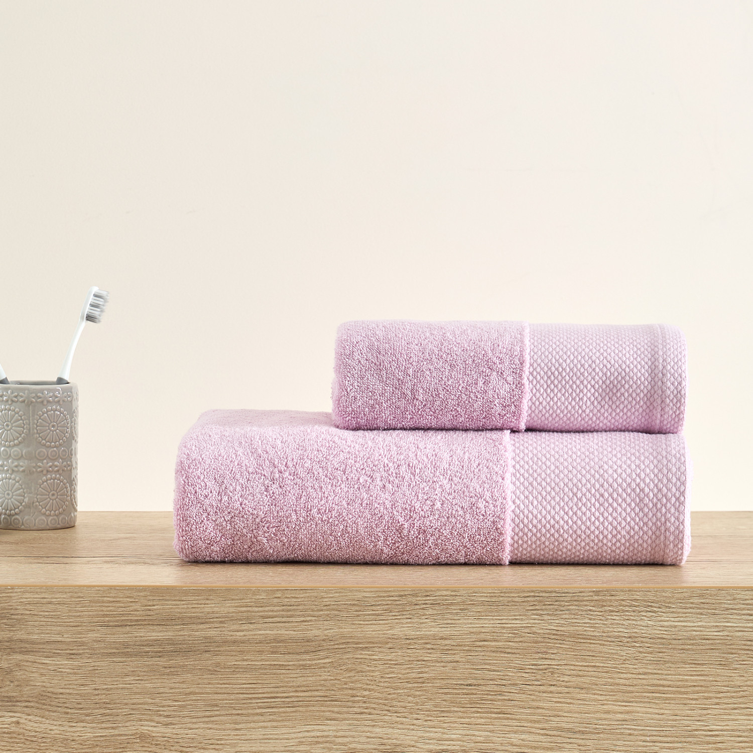 Полотенце махровое Strisce, розовое - фото № 6