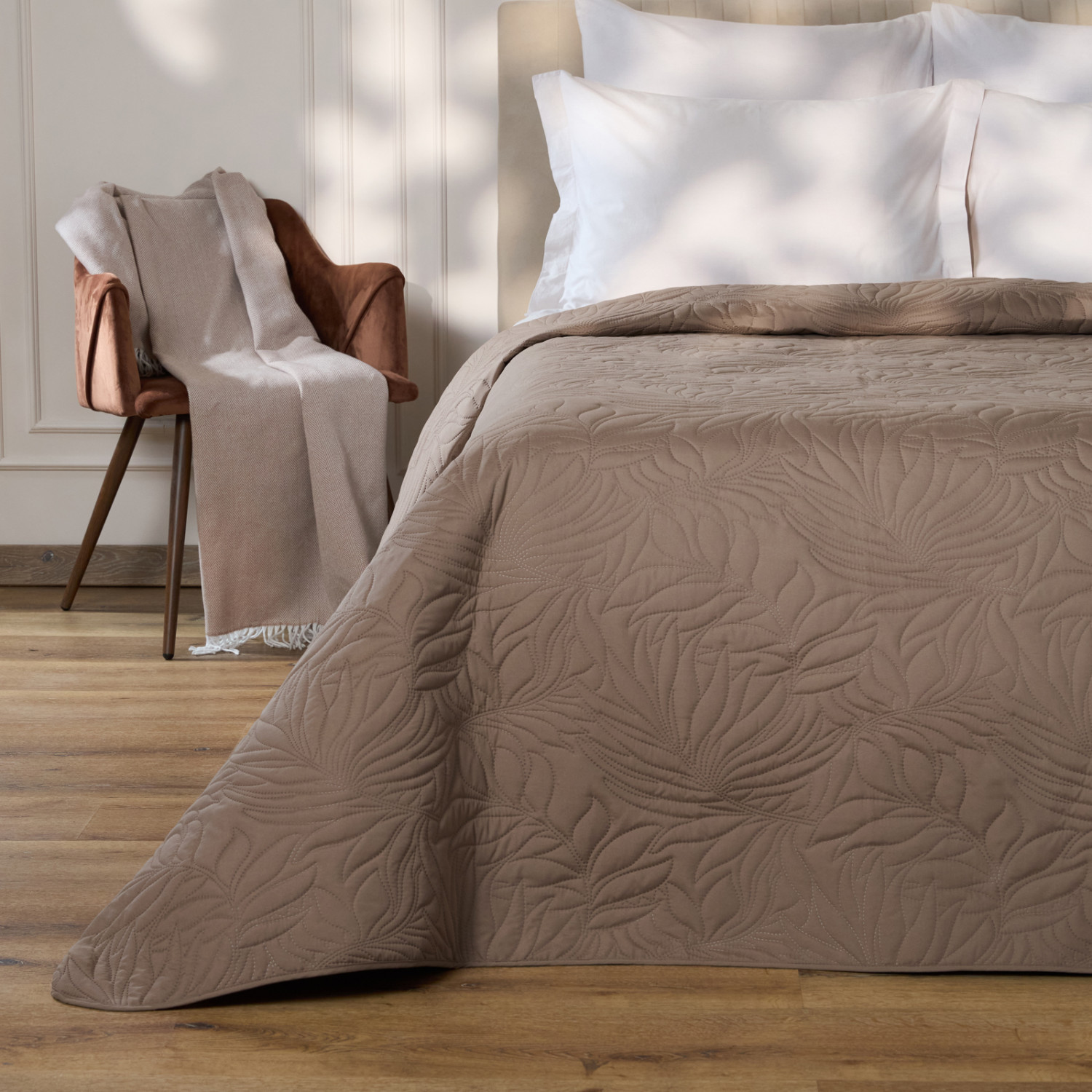 Покрывало Листочки/Fogliare, мокко