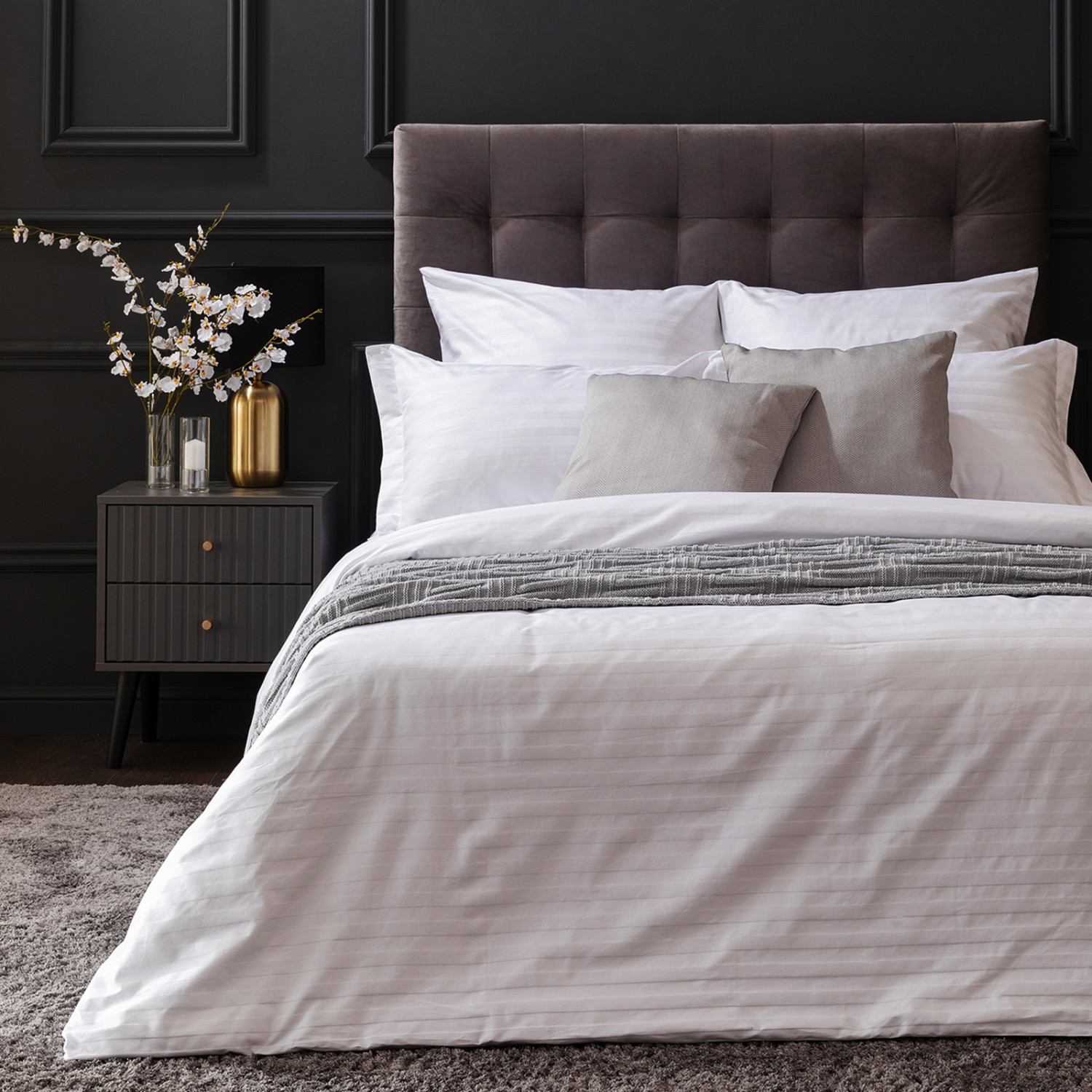 Постельное белье Белый, страйп-сатин 921987 - фото № 8