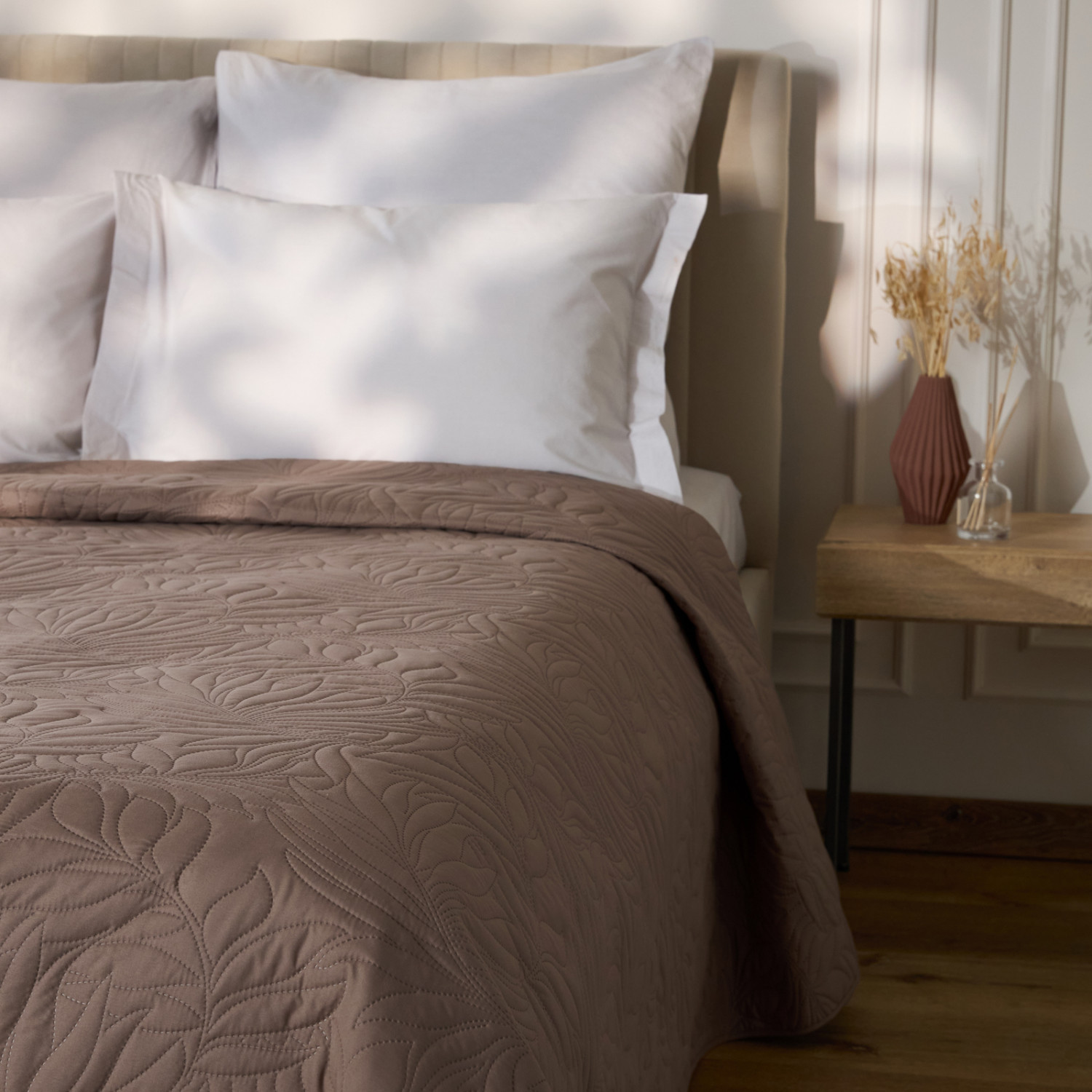 Покрывало Листочки/Fogliare, мокко - фото № 7