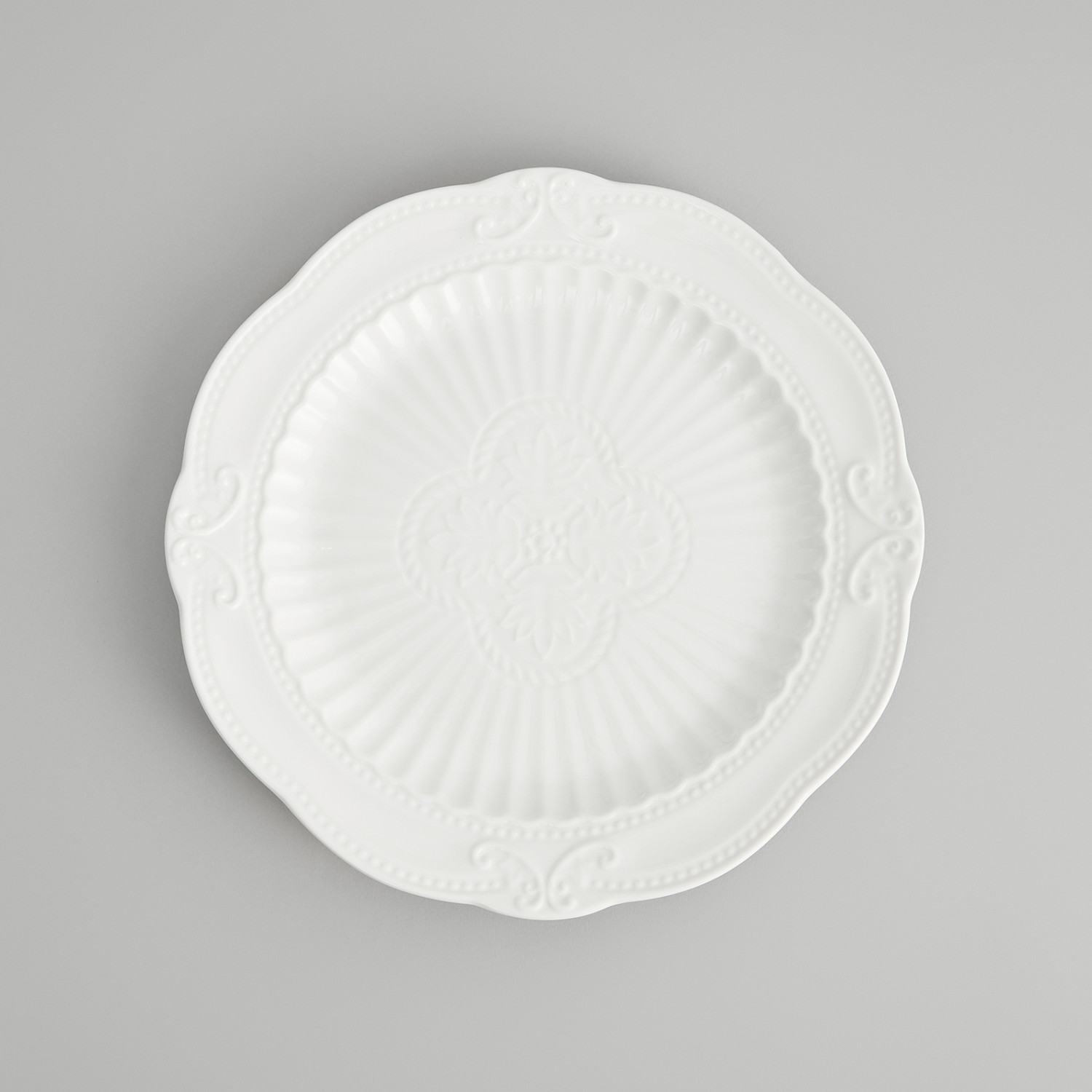Тарелка Белое тиснение/Emboss White I
