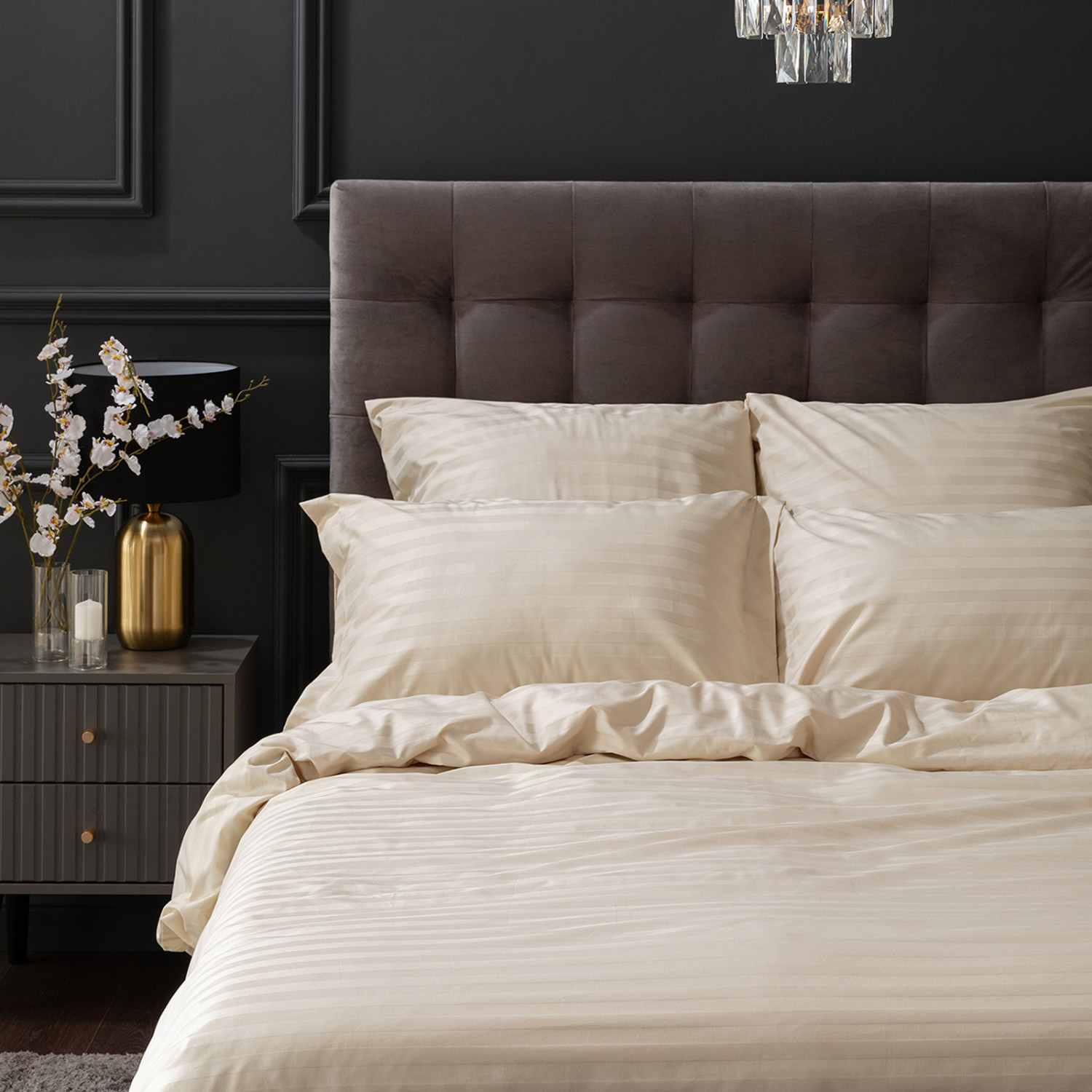 Постельное белье Ecru, страйп-сатин 40156 - фото № 2