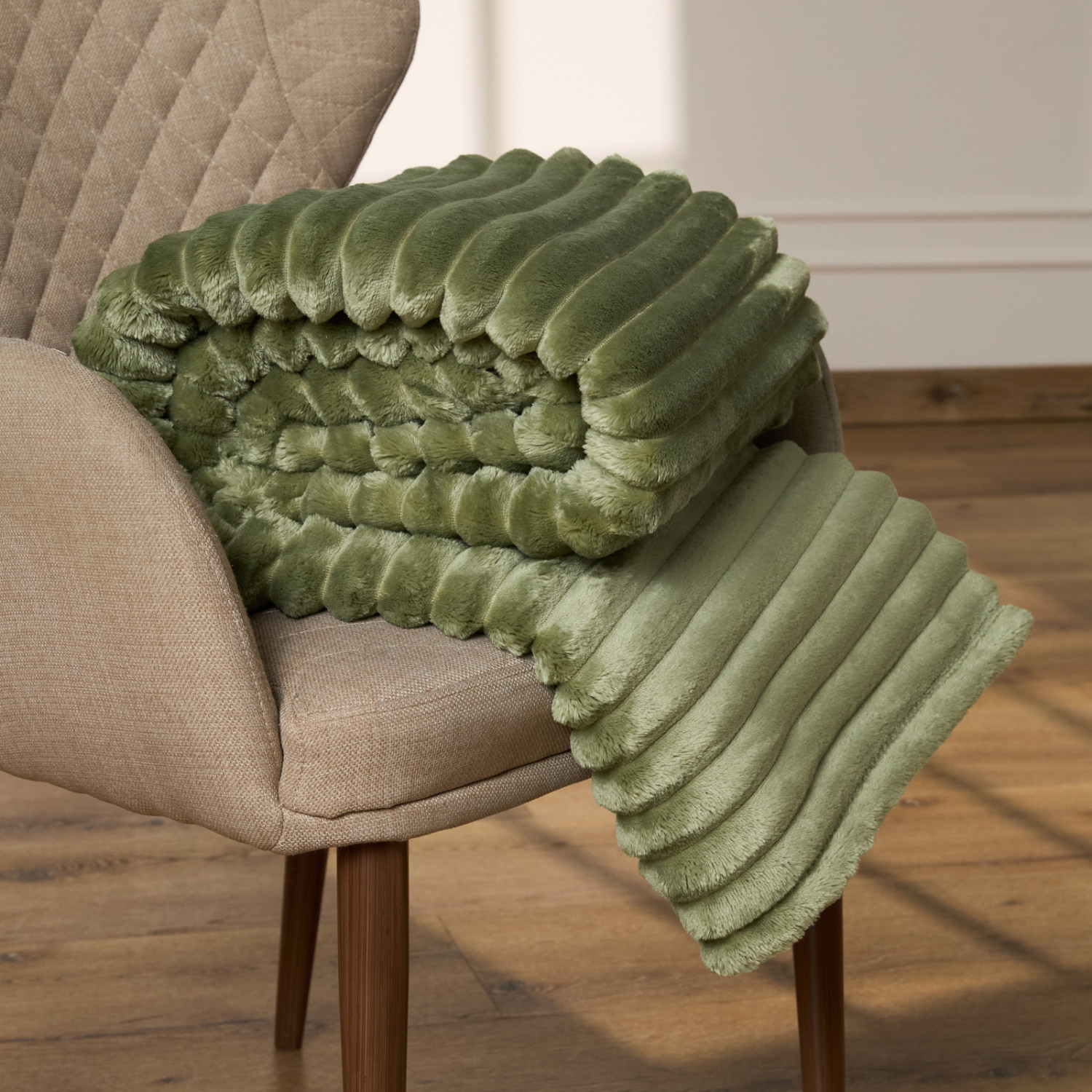 Плед Мягкая полоска/Soft strip, шалфей - фото № 2