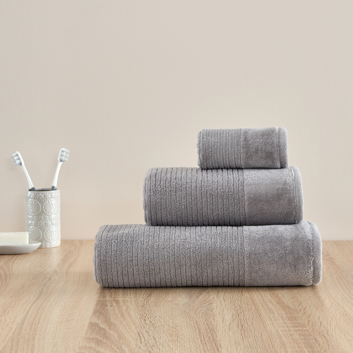 Полотенце махровое Винченца/Vincenza, серое II - фото № 6