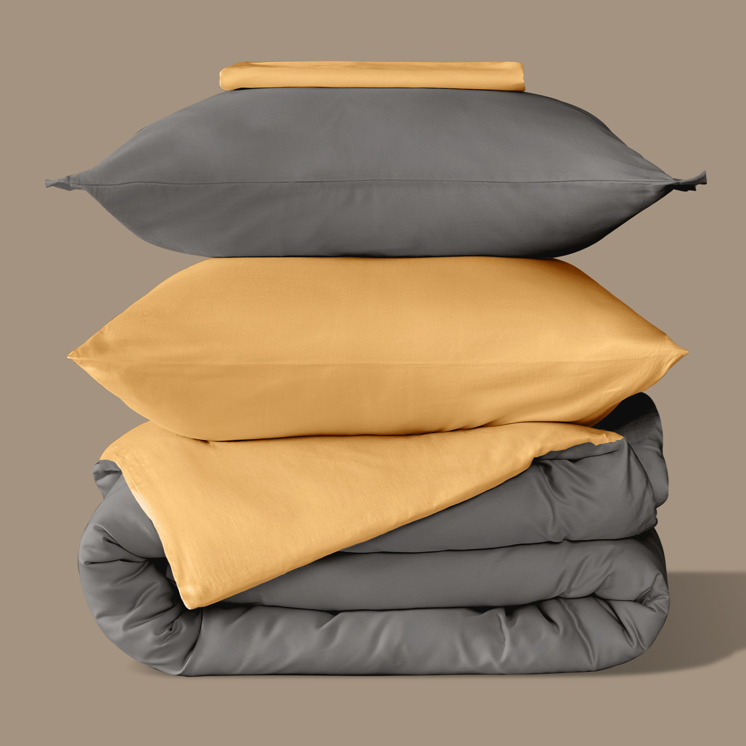 Постельное белье Volcanic gray & Summer yellow - фото № 9