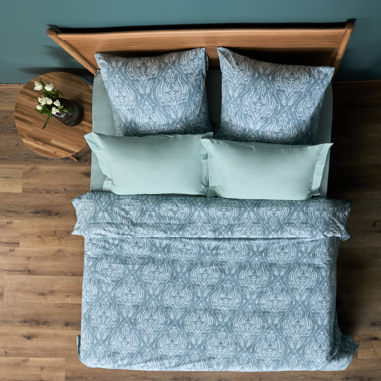 Постельное белье Damasco, голубое - фото № 7