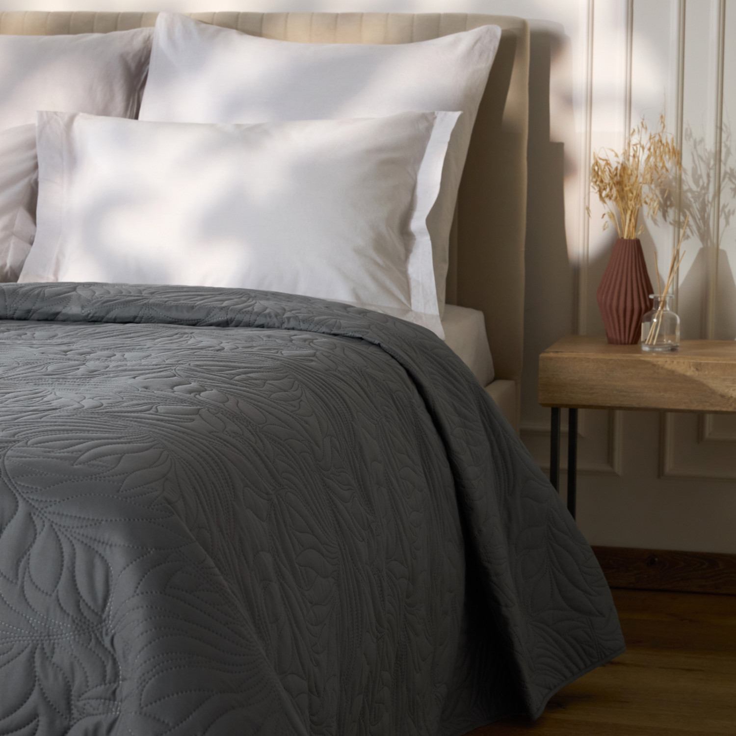 Покрывало Листочки/Fogliare, графит - фото № 8