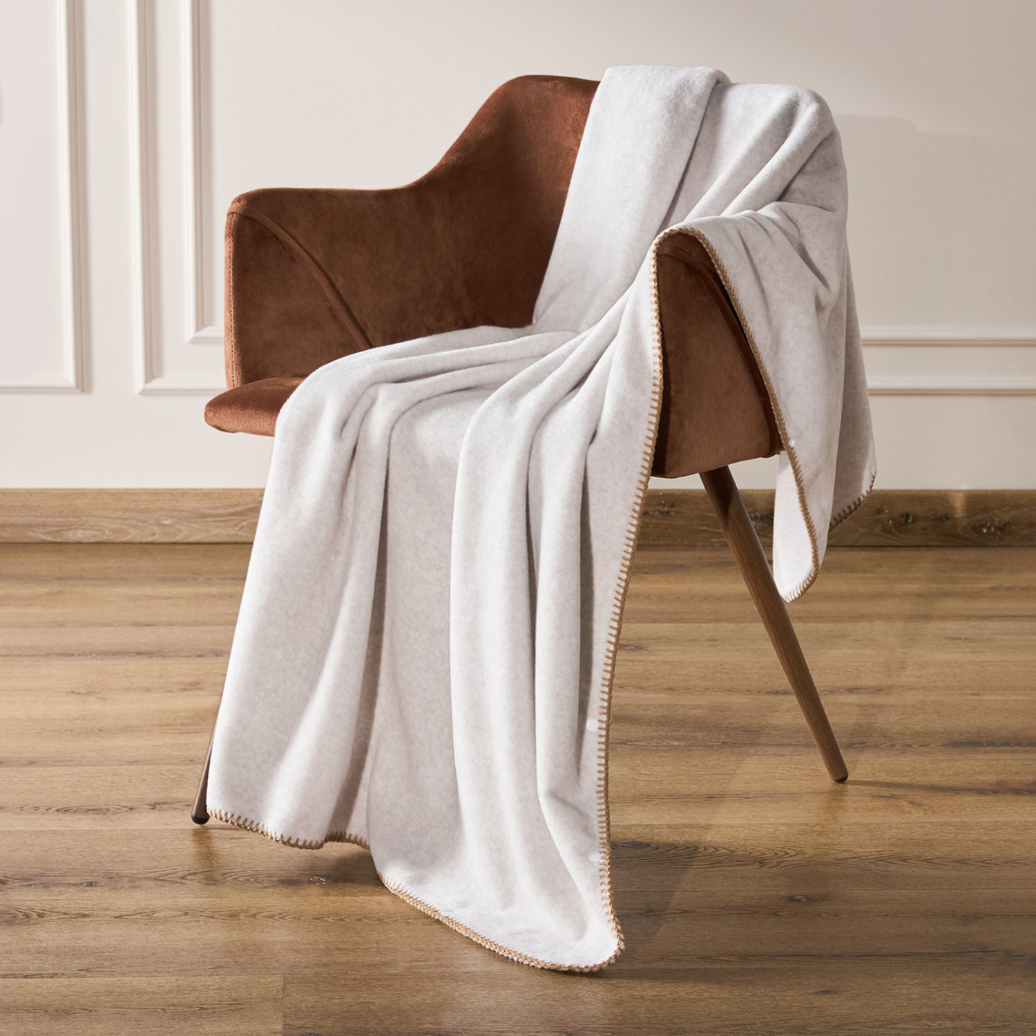 Плед Пончо/Poncho, светло-бежевый - фото № 2