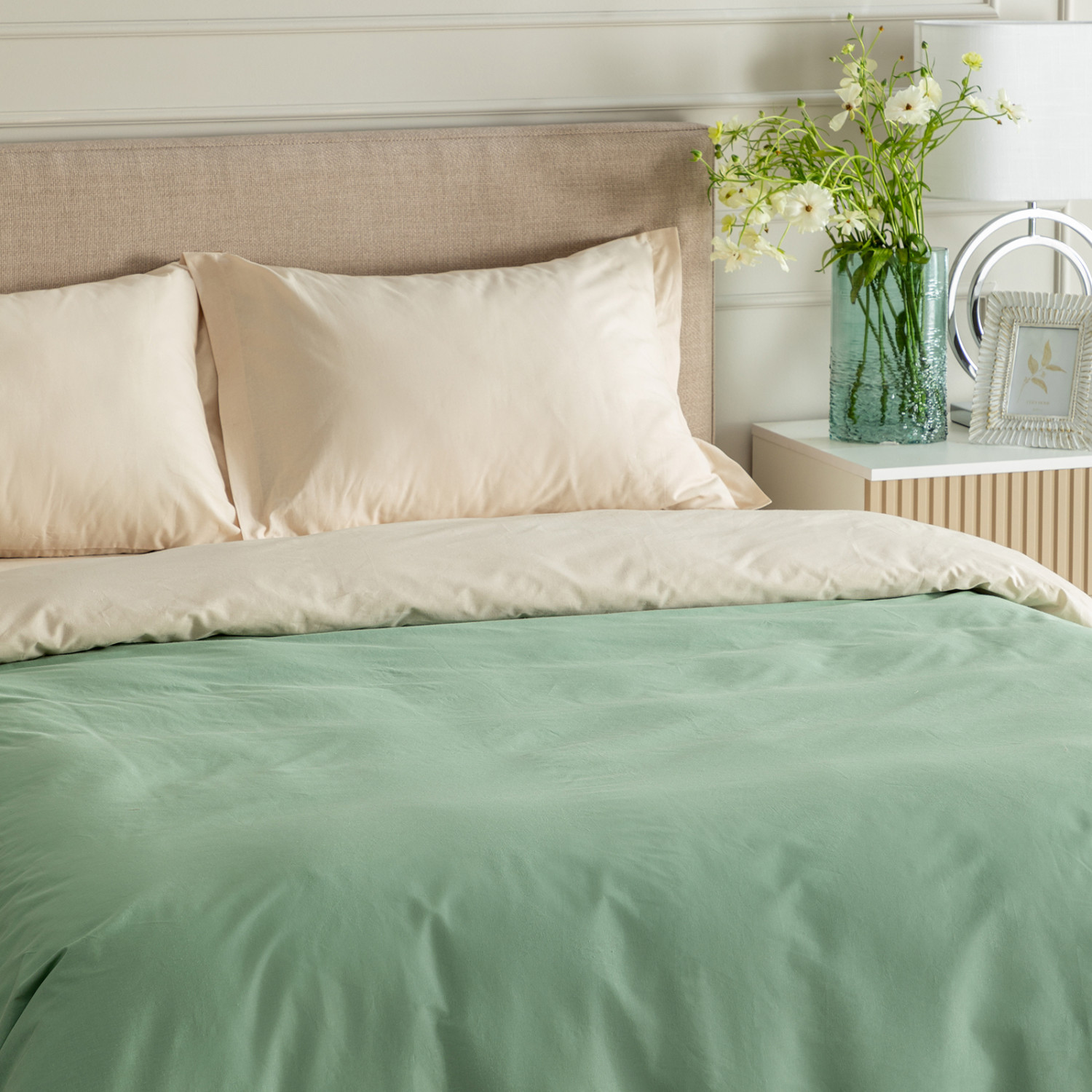 Постельное белье Smoke green & Cream - фото № 5