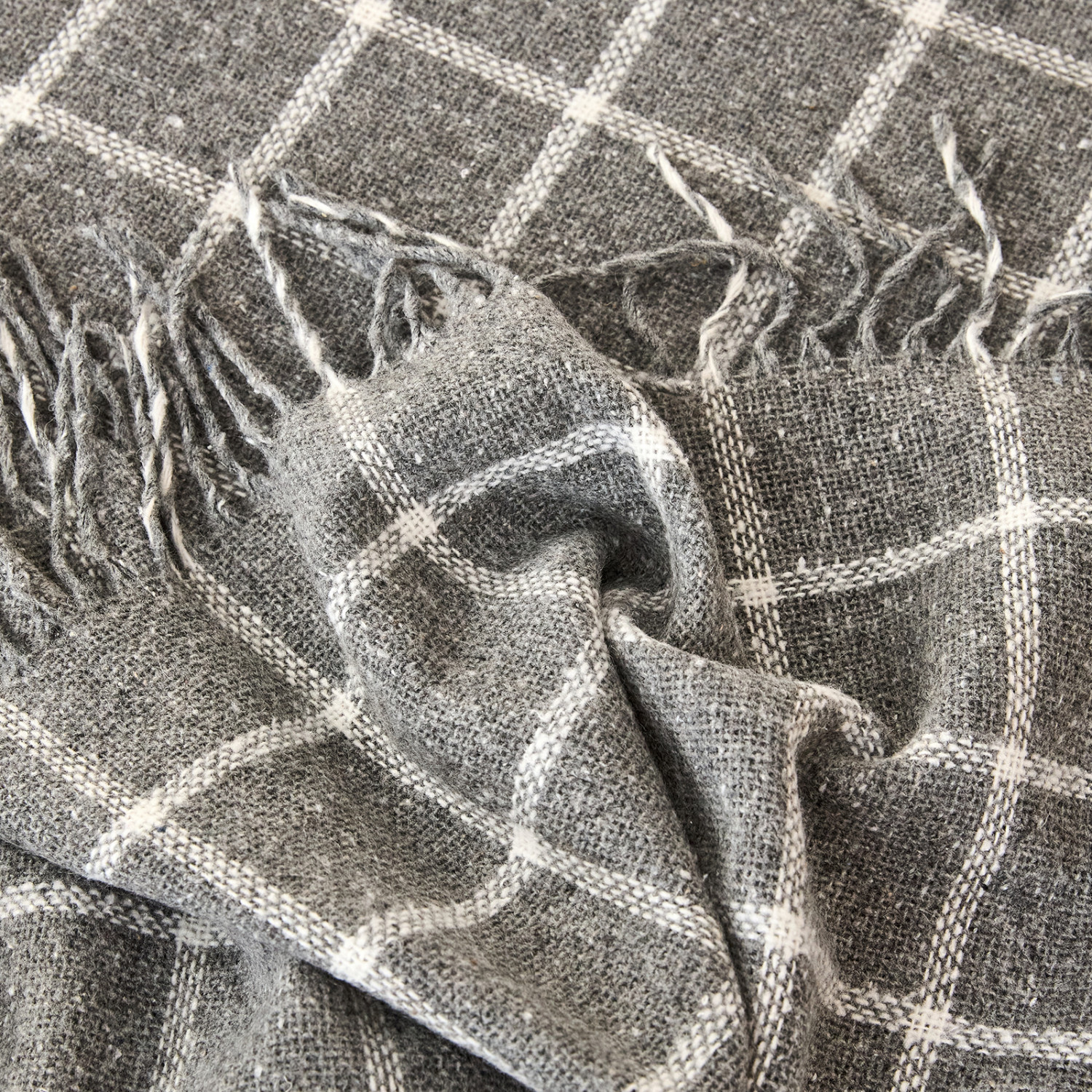 Плед Quadrato grande, серый - фото № 3