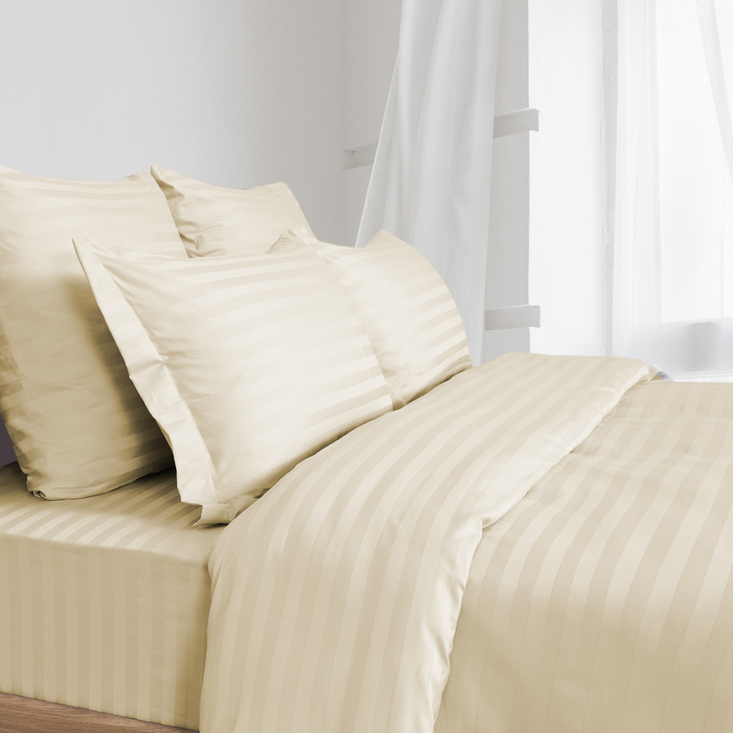 Постельное белье Экрю, страйп-сатин 40962-1 - фото № 5