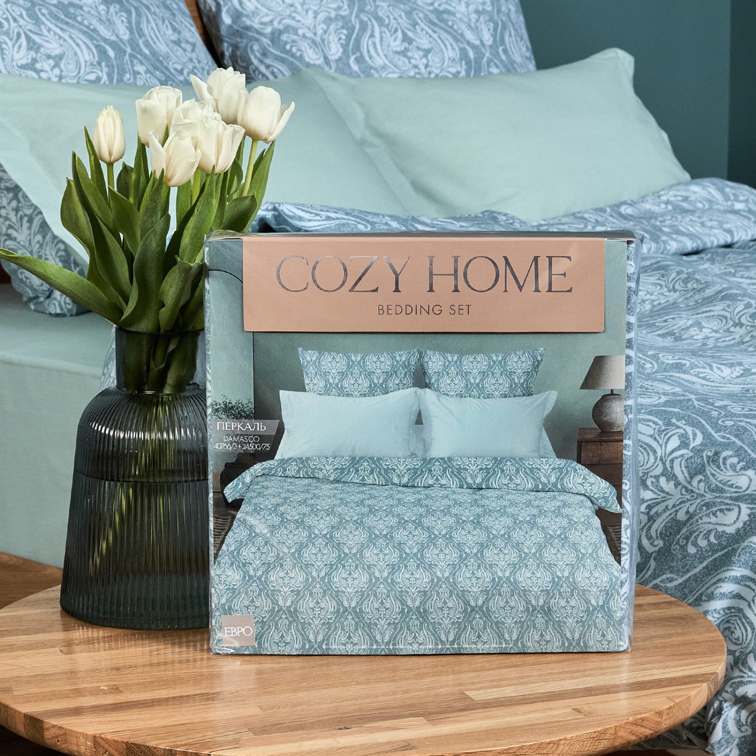 Постельное белье Damasco, голубое - фото № 11