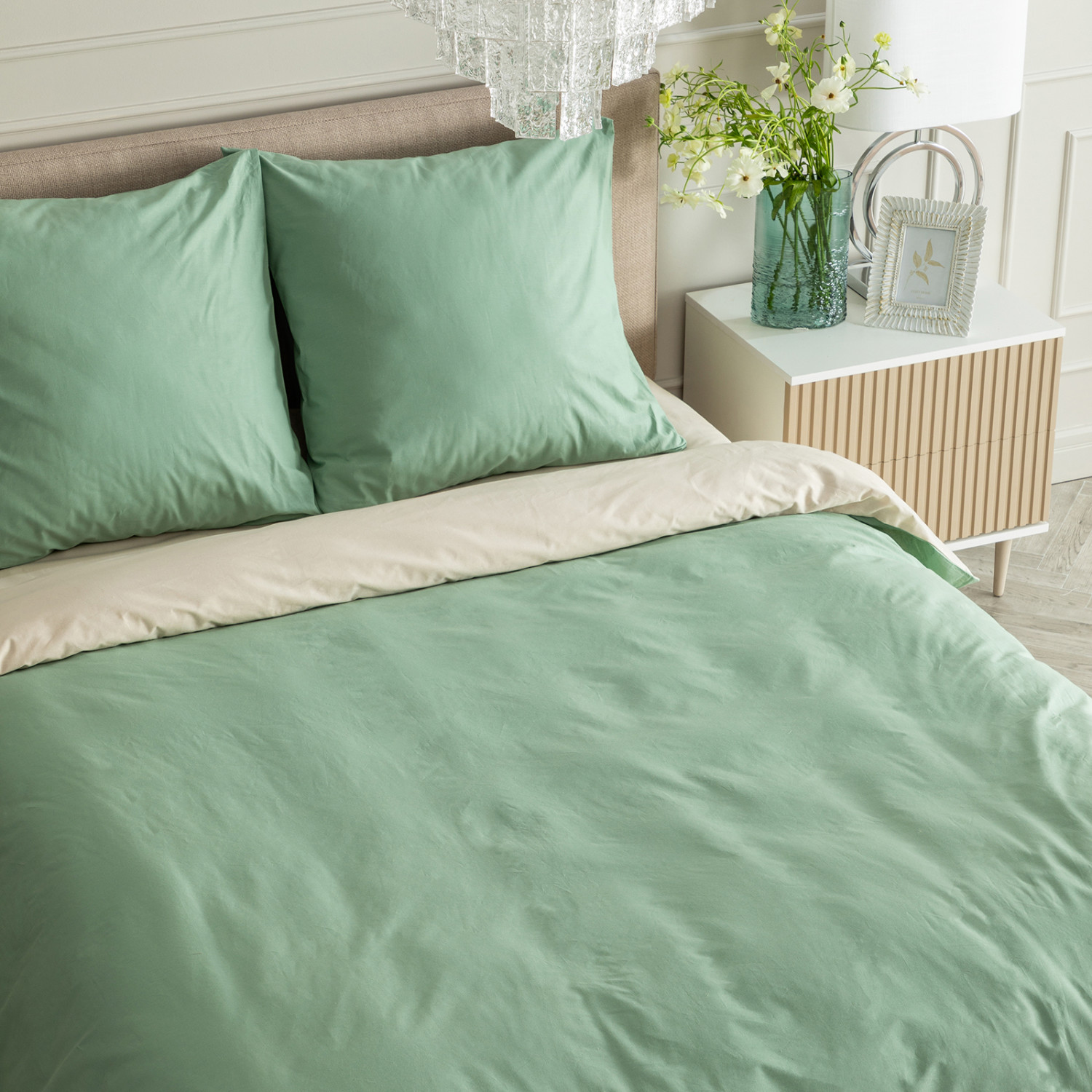 Постельное белье Smoke green & Cream - фото № 9