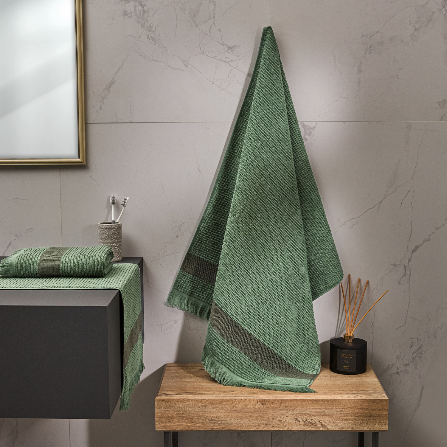 Полотенце махровое Монталто/Montalto, зеленое