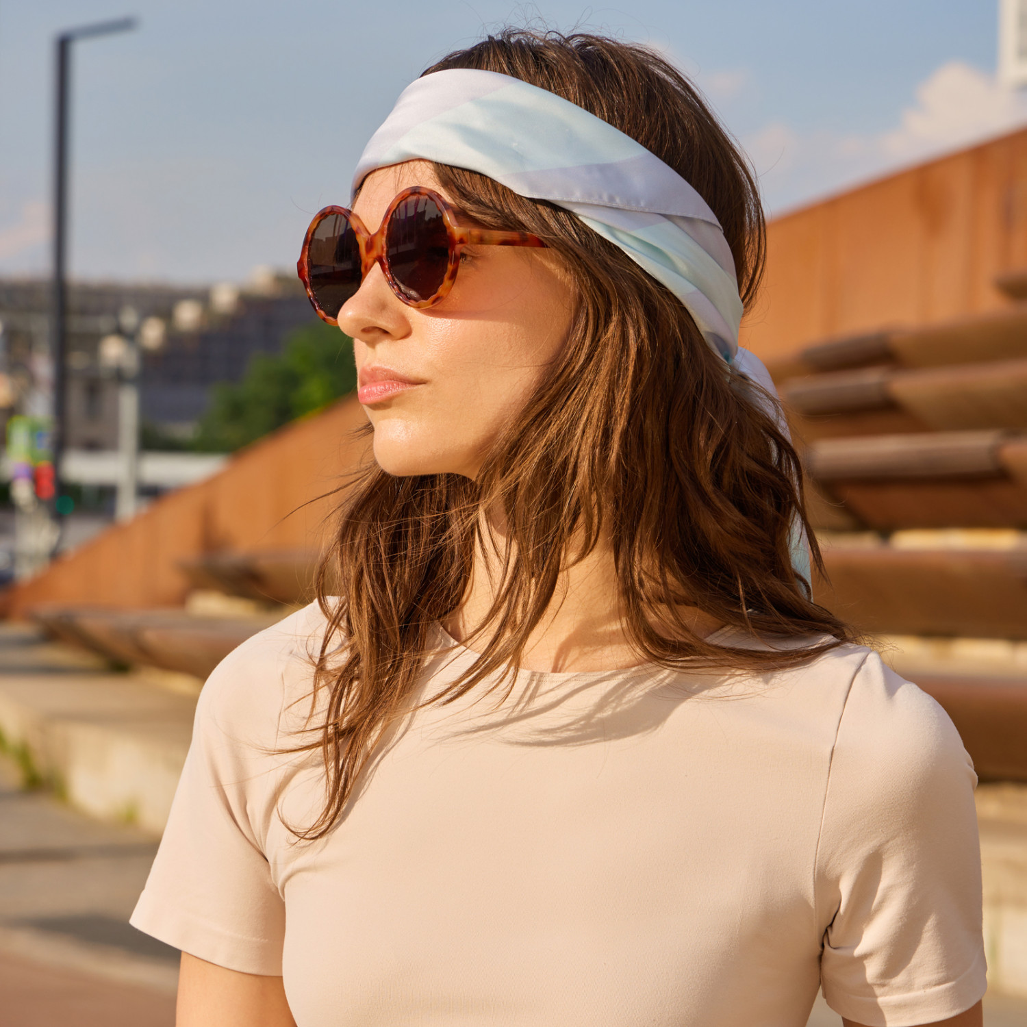 Платок шейный Divina, голубой I - фото № 13