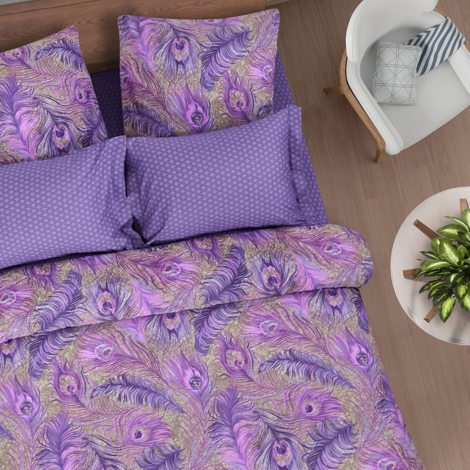 Постельное белье Pavone, сиреневое - фото № 3